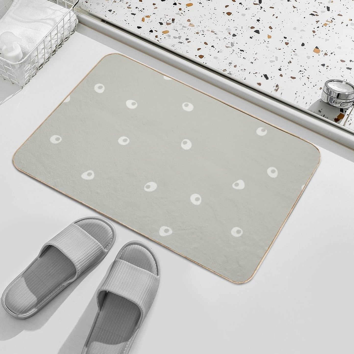 Sage Green Polka Dots Slip-Resistant Bath Mat