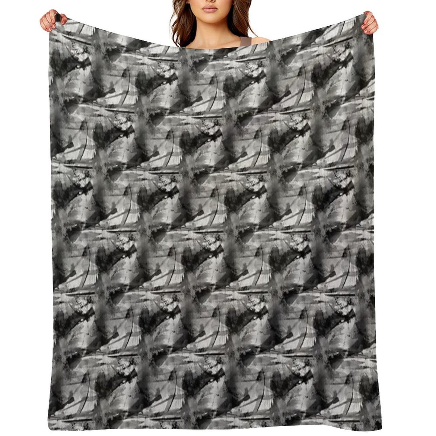 Grunge Monochromatic Grayscale Pattern Sustainable Throw Blanket