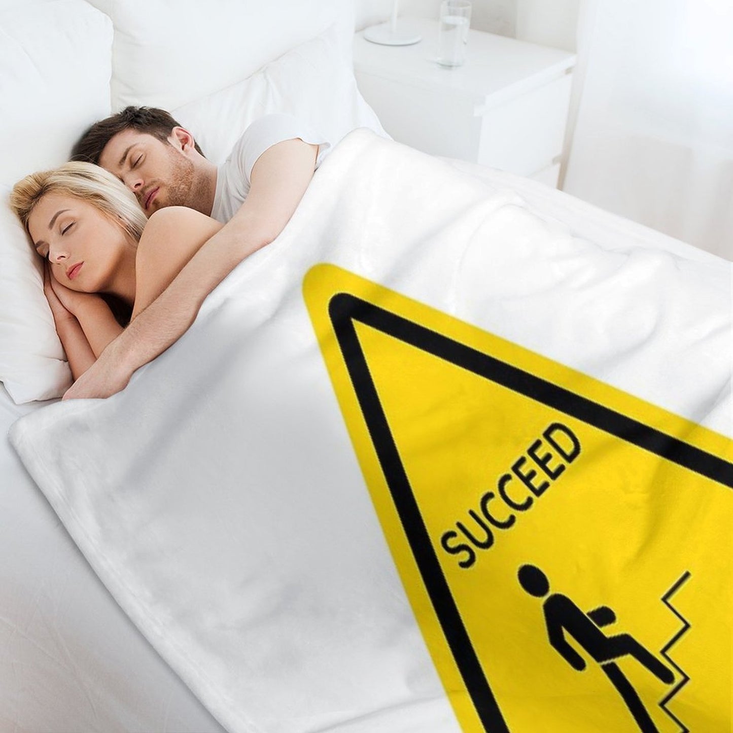 Succeed with Caution - Warning Sign Quick-dry Throw Blanket