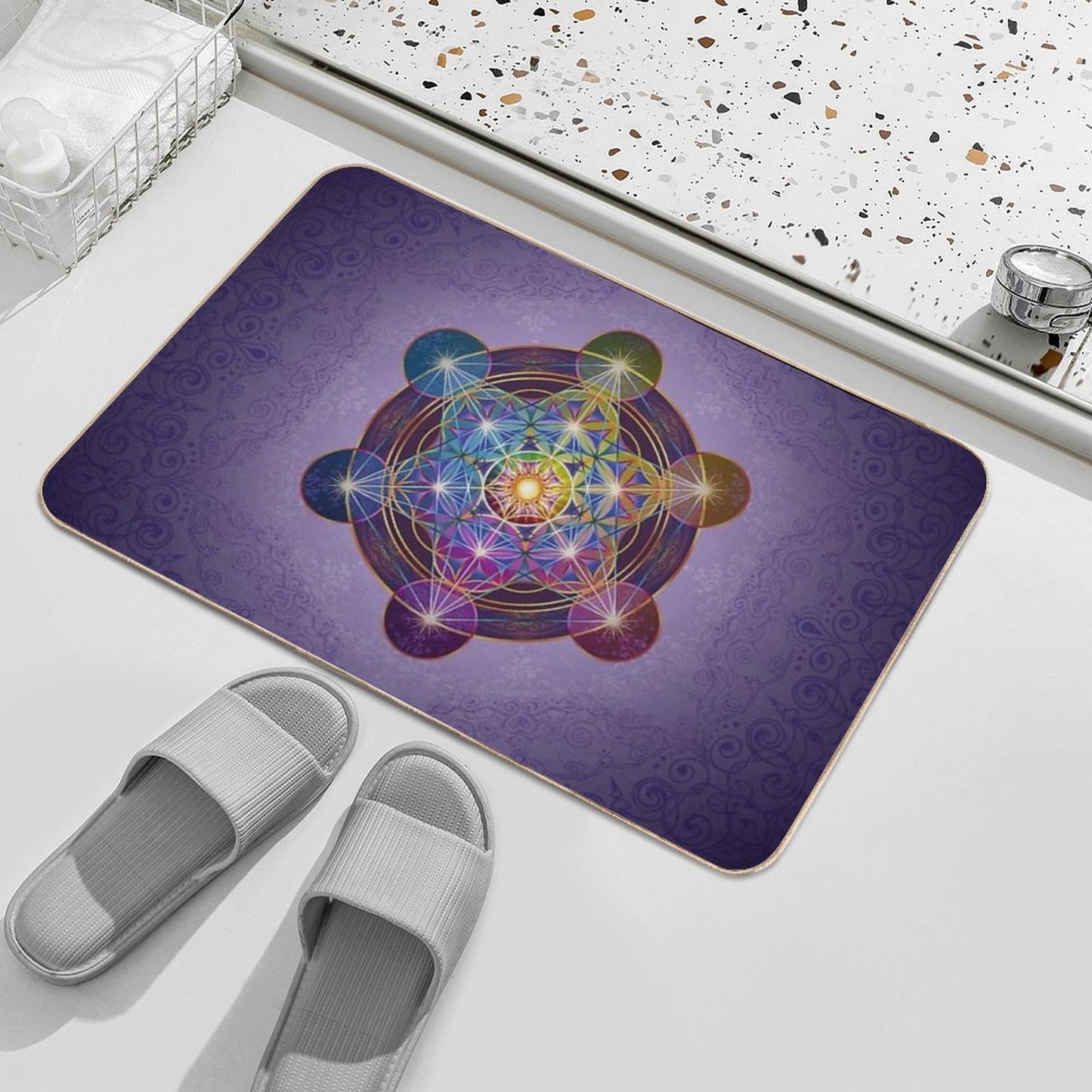 Metatron's Cube Merkabah Rapid-Drying Bath Mat