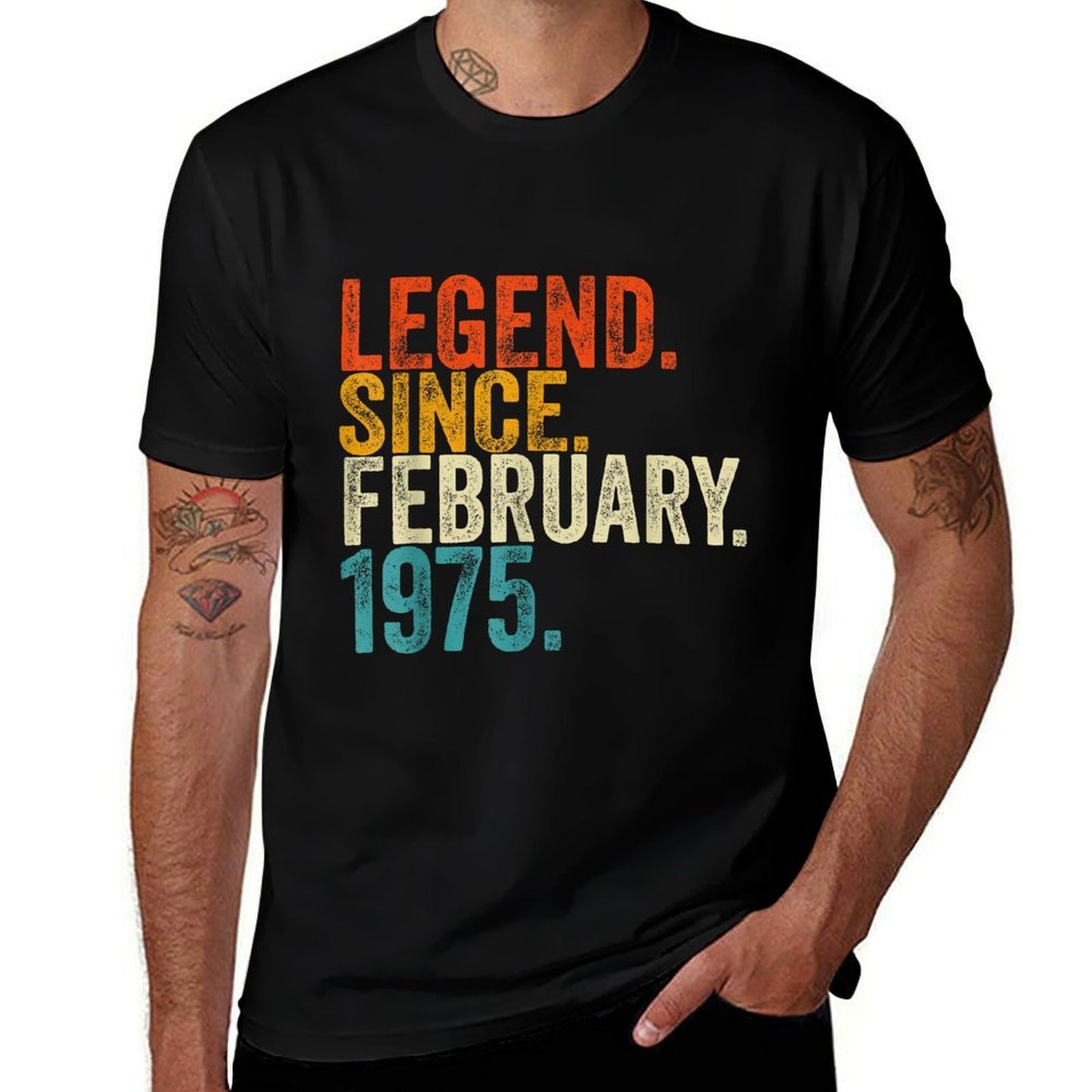 50 Years Old Legend Since February 1975 Retro 50th Birthday Heathered Texture T-Shirt