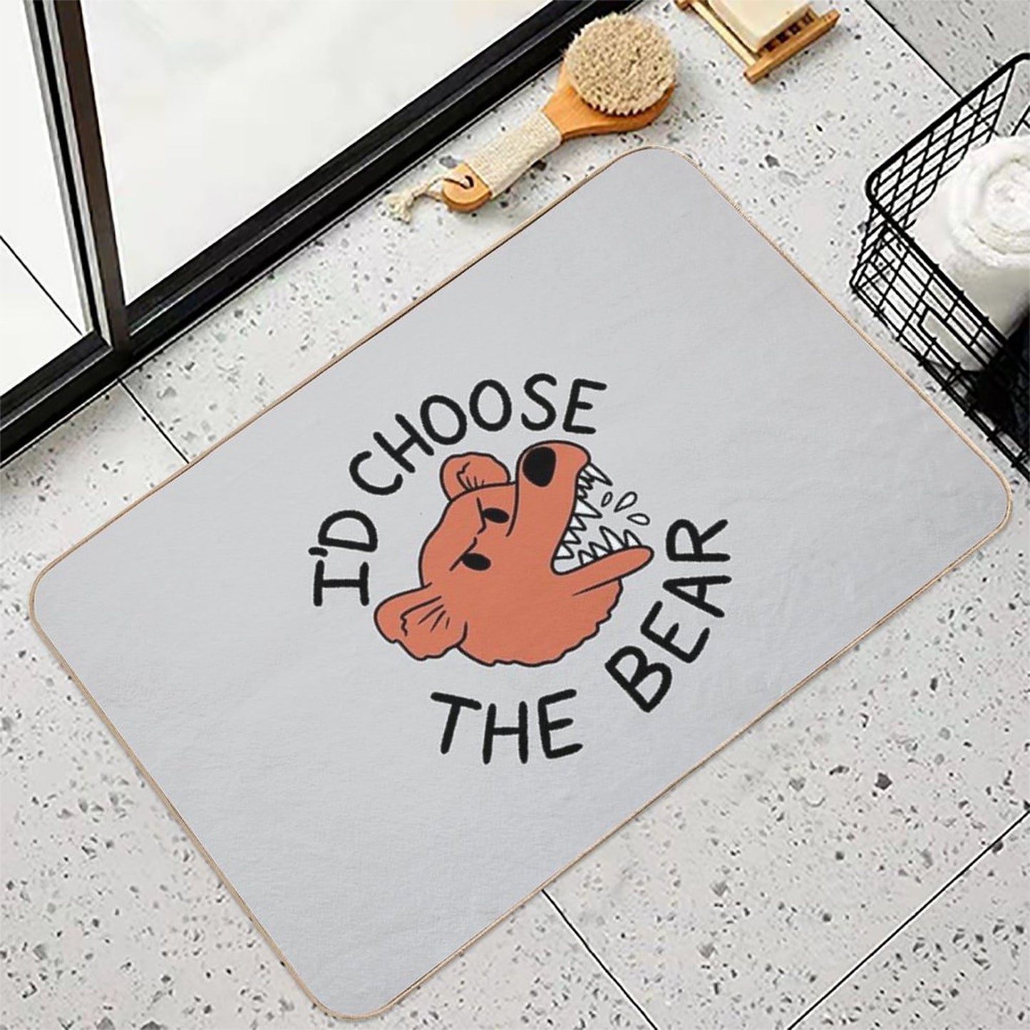 Bear Or Man in The Woods I'd Choose The Bear Pet-Safe Bath Mat