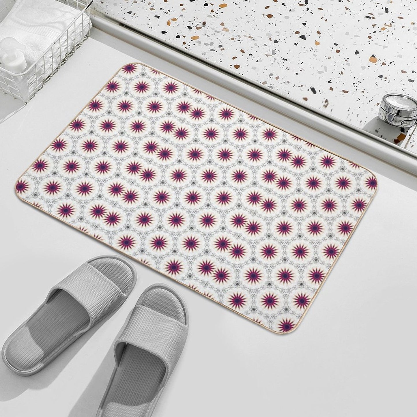 Blooming Flower on Fire Absorbent Bath Mat
