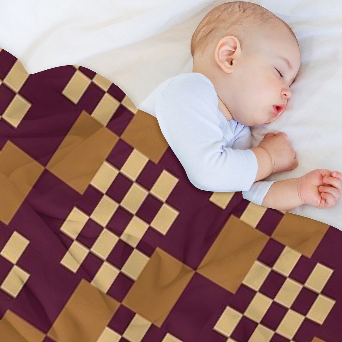 Geometric Shapes Checker Pattern 1 in Rustic Classy Brown All-season Throw Blanket