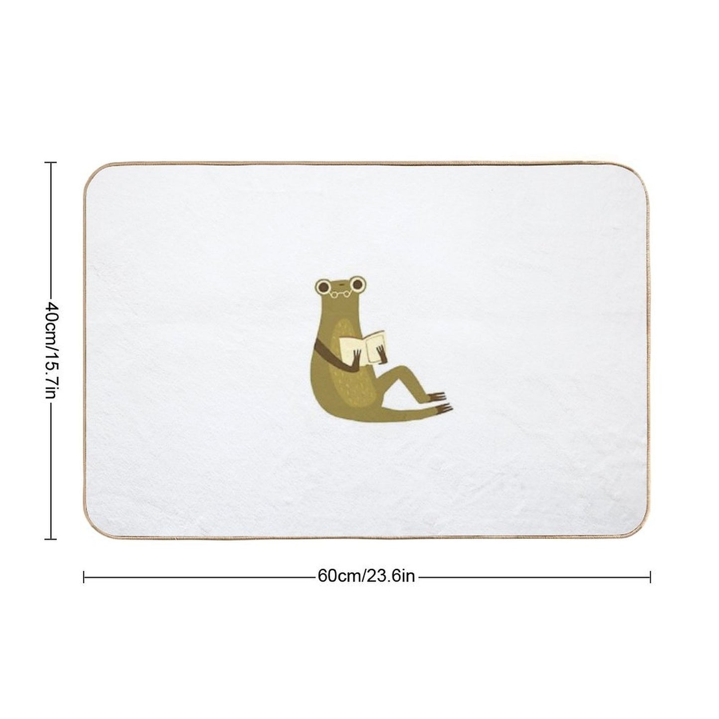 Cute Frog with Glasses Reading A Book Absorbent Bath Mat