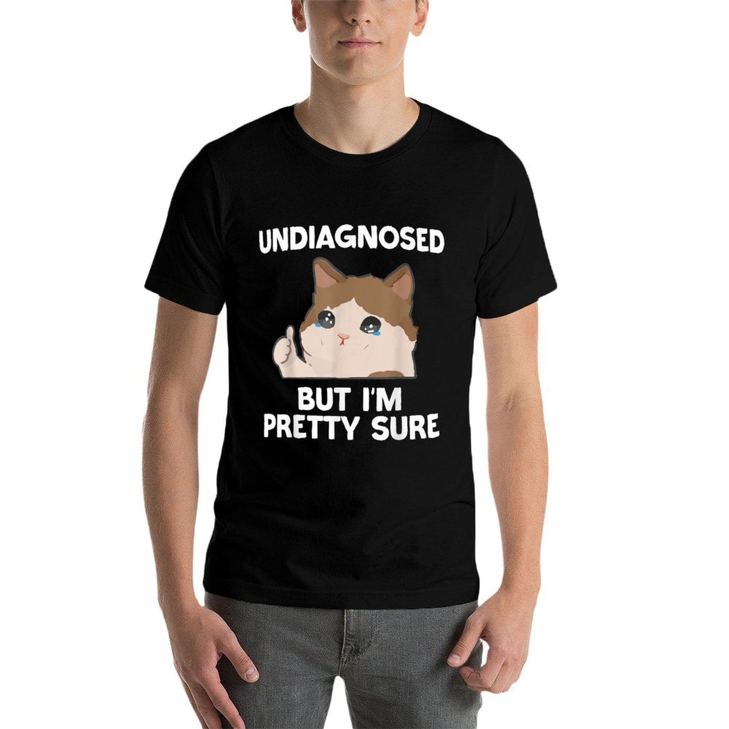 Undiagnosed But Im Pretty Sure Funny Cat Meme Men Women Oversized Silhouette T-Shirt
