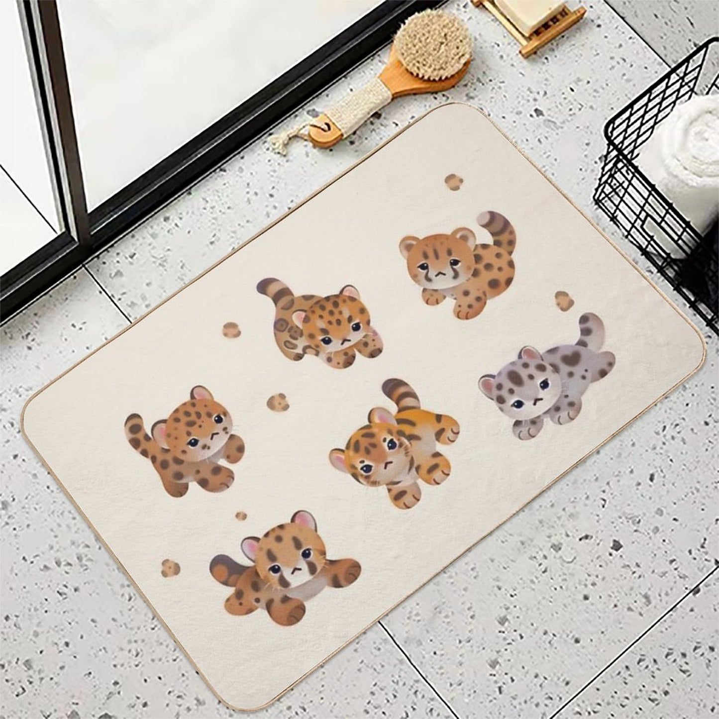 The Year of Big Cat Cubs - Beige Easy To Clean Bath Mat