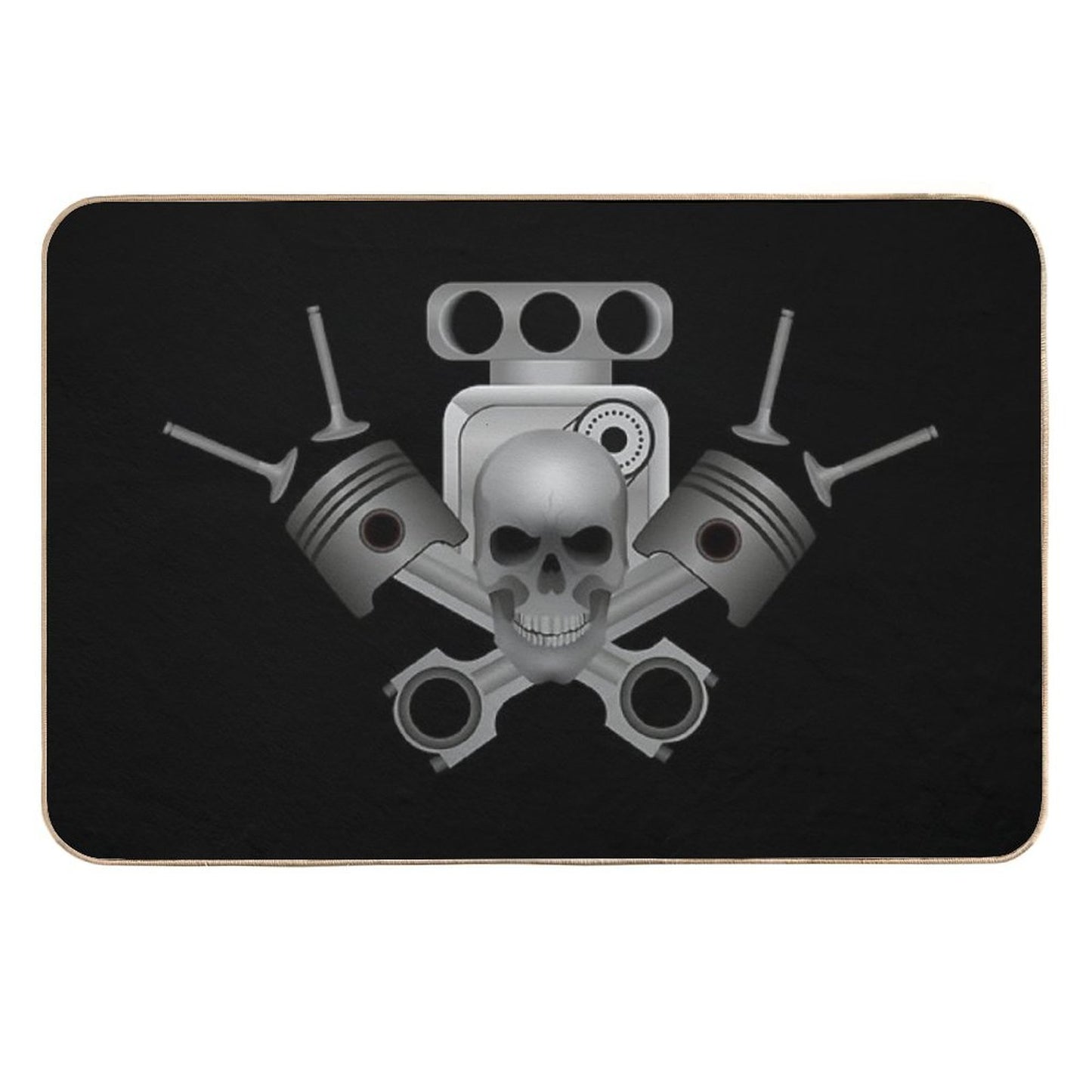 Supercharge Engine Piston with Skul Absorbent Bath Mat