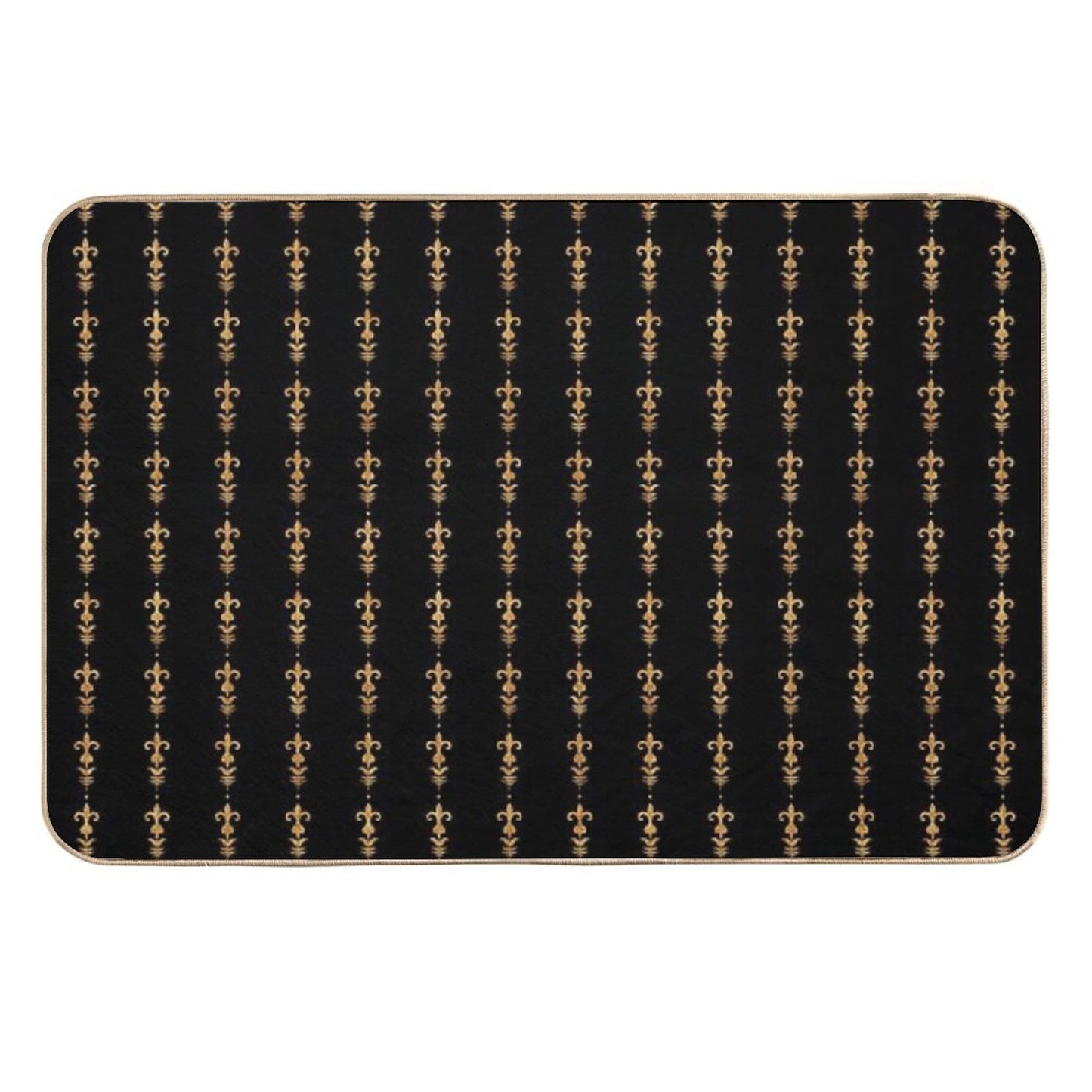 Golden Fleur De Lis on Black Slip-Resistant Bath Mat