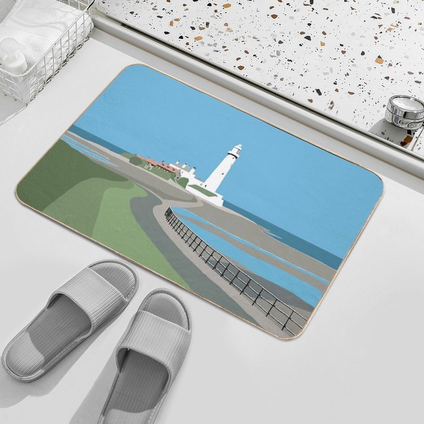 St Mary's Lighthouse, Whitley Bay Dirt-Trapping Bath Mat