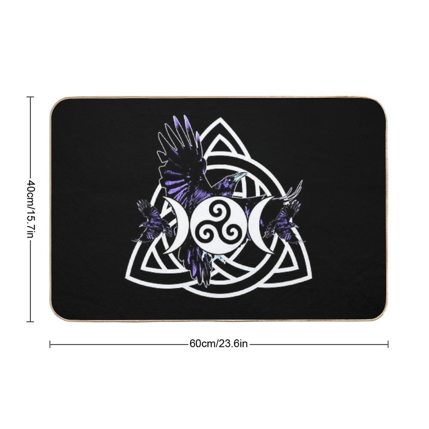 The Morrigan Triple Goddess Raven - Witches Triple Moon with Triquetra Celtic Knot And Triskelion Pet-Safe Bath Mat