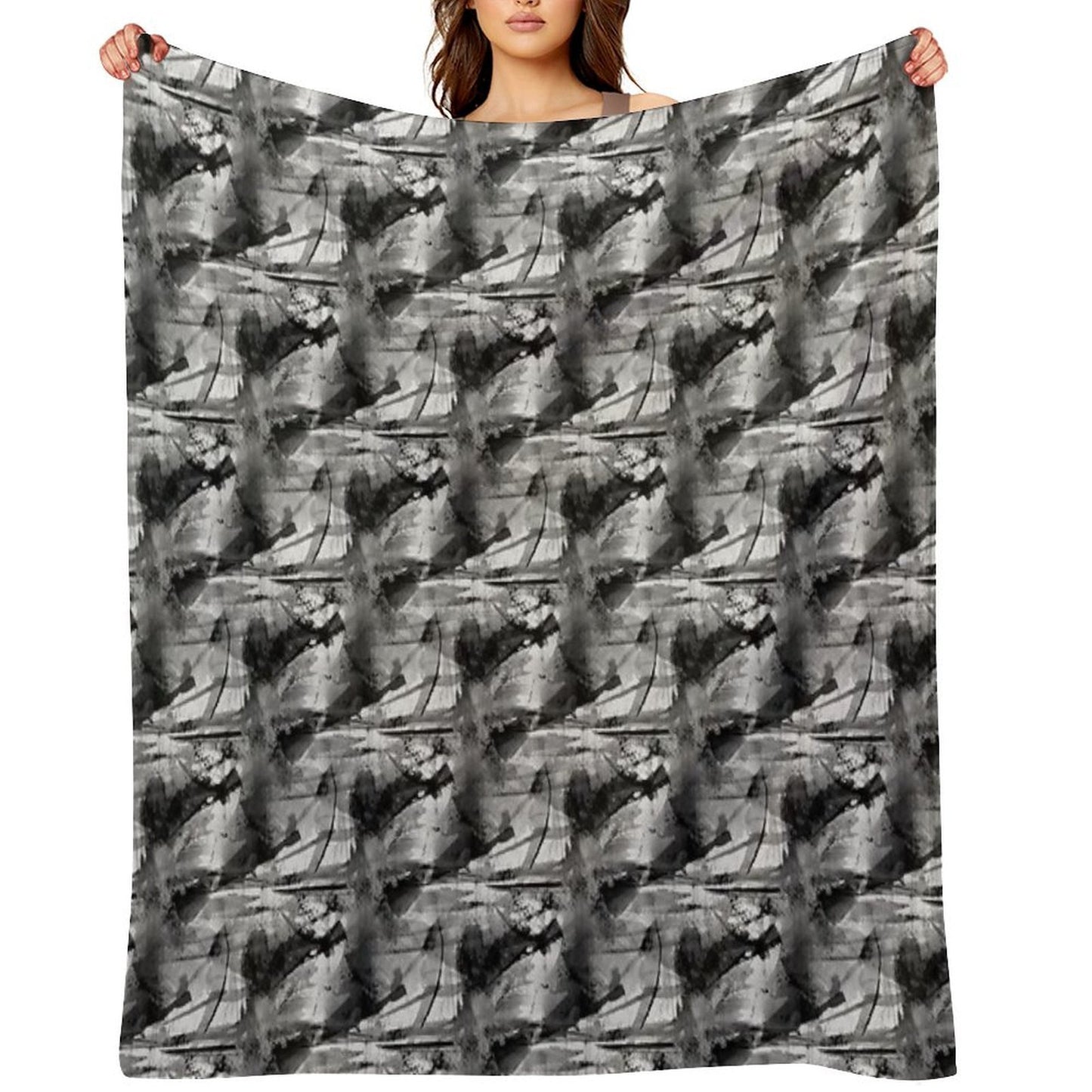 Grunge Monochromatic Grayscale Pattern Sustainable Throw Blanket