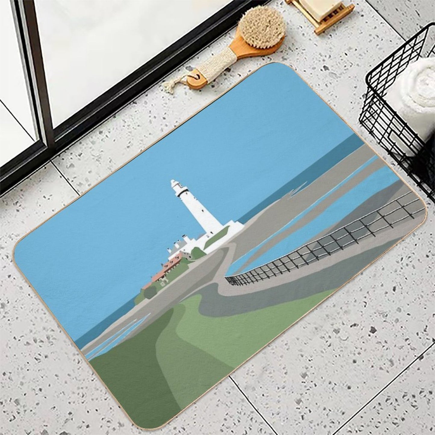 St Mary's Lighthouse, Whitley Bay Dirt-Trapping Bath Mat