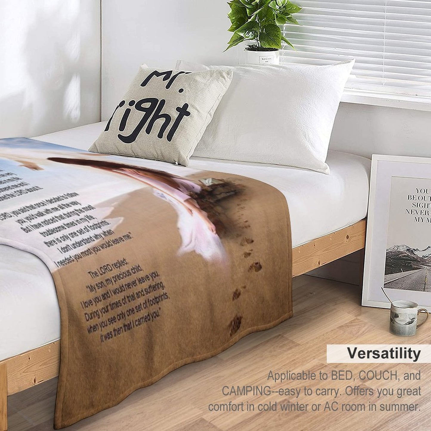 Footprints in The Sand Compact Throw Blanket