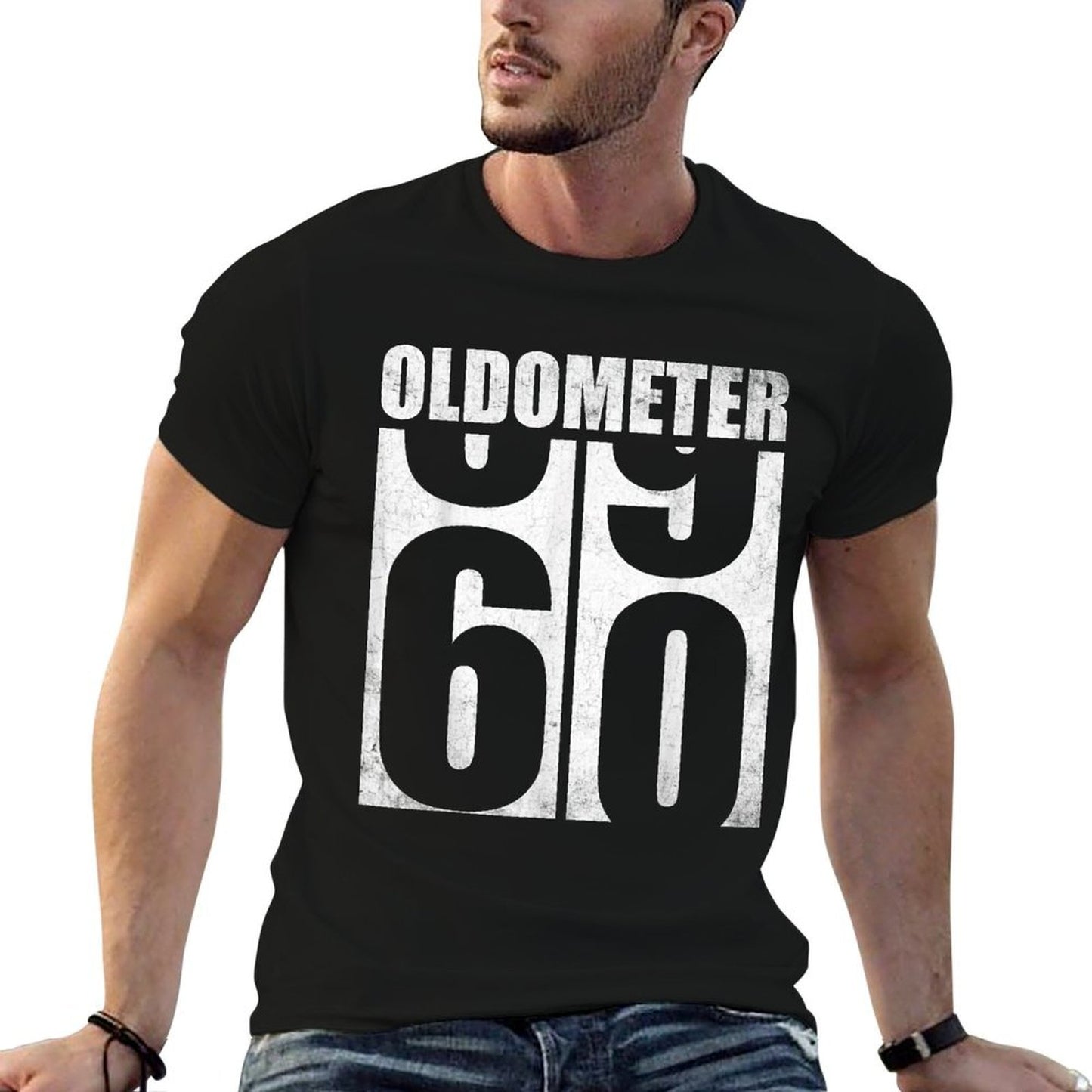 60th Birthday Oldometer 59-60 Vintage Funny Gifts Men Women Easy-care T-Shirt