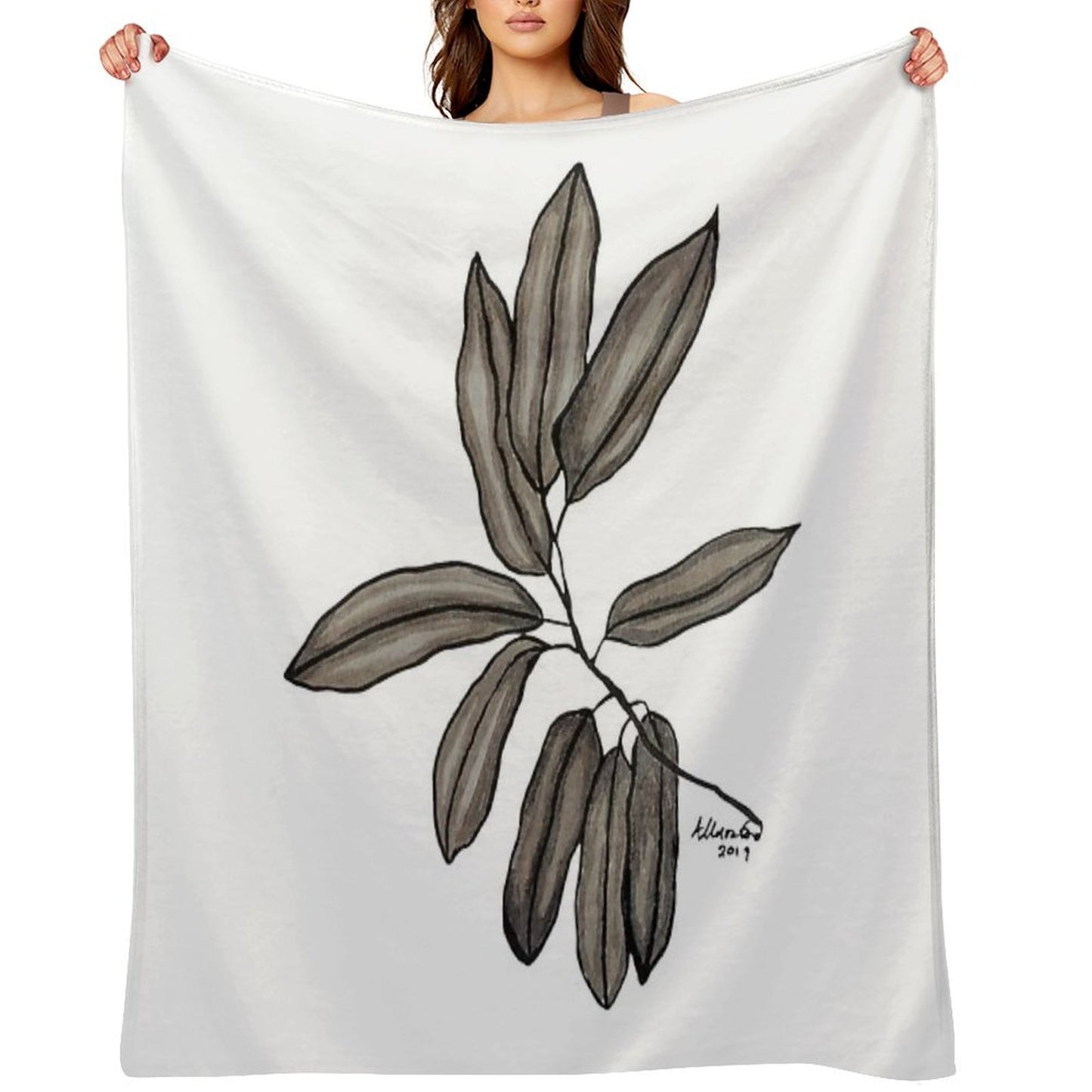 Quiet Willow Leaves, 2019 Eco-conscious Throw Blanket