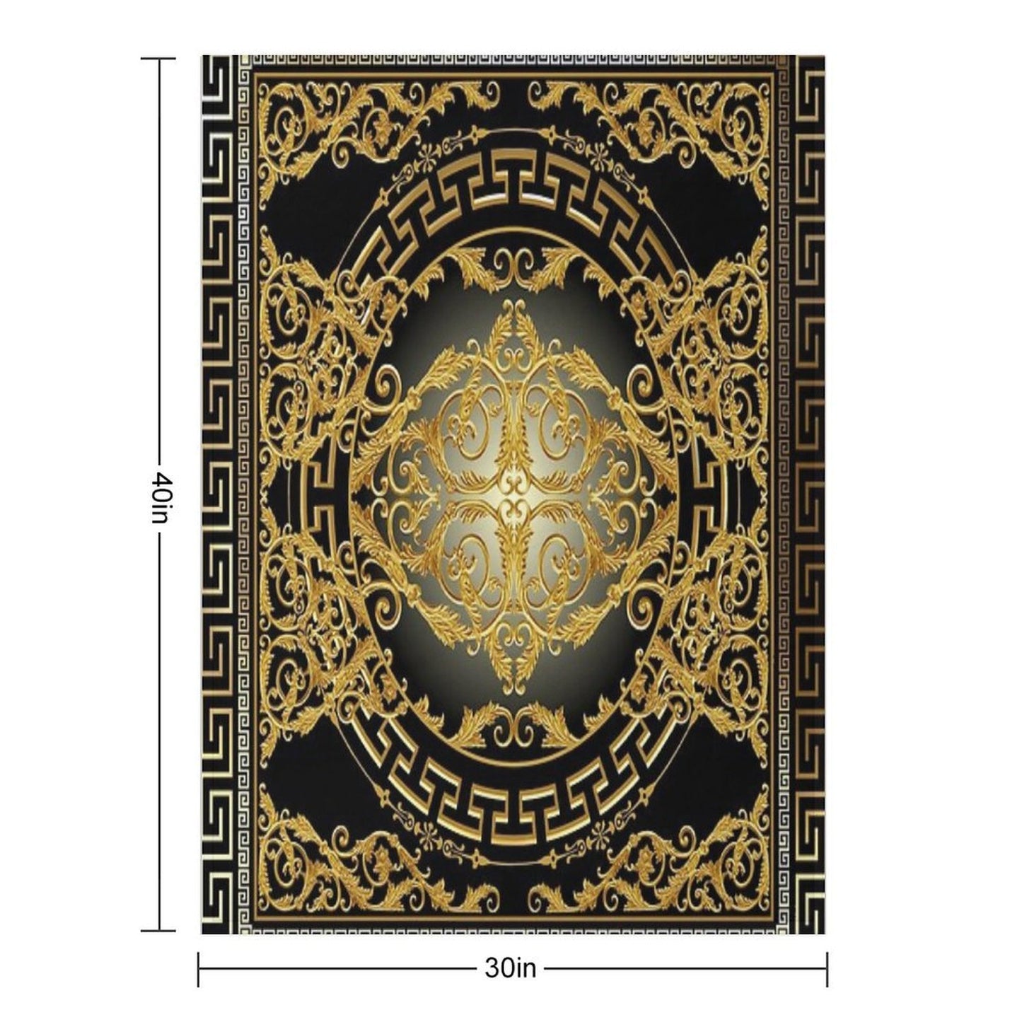 Greek Keys 3 Black Golden White Baroque Style Durable Throw Blanket