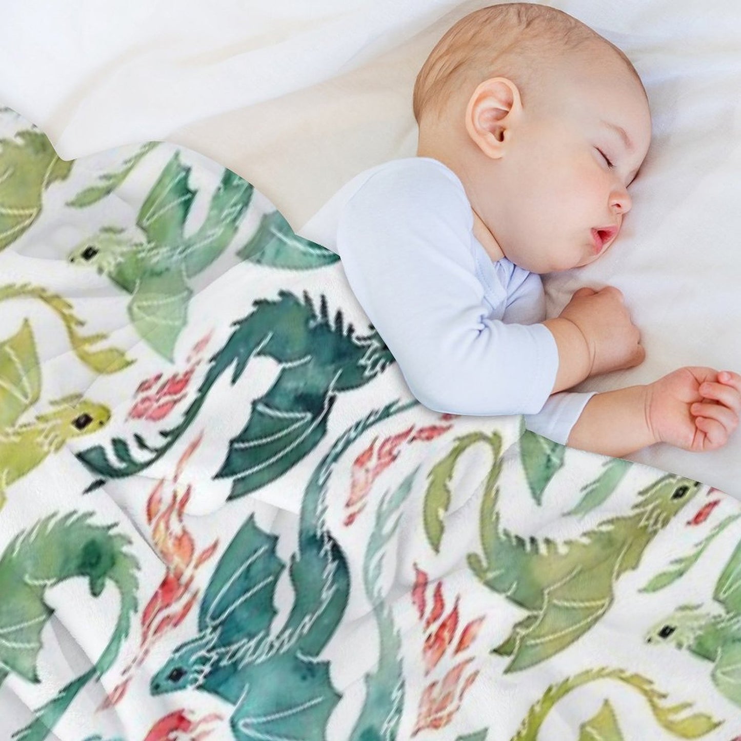 Dragon Fire Turquoise & Green Gift-ready Throw Blanket