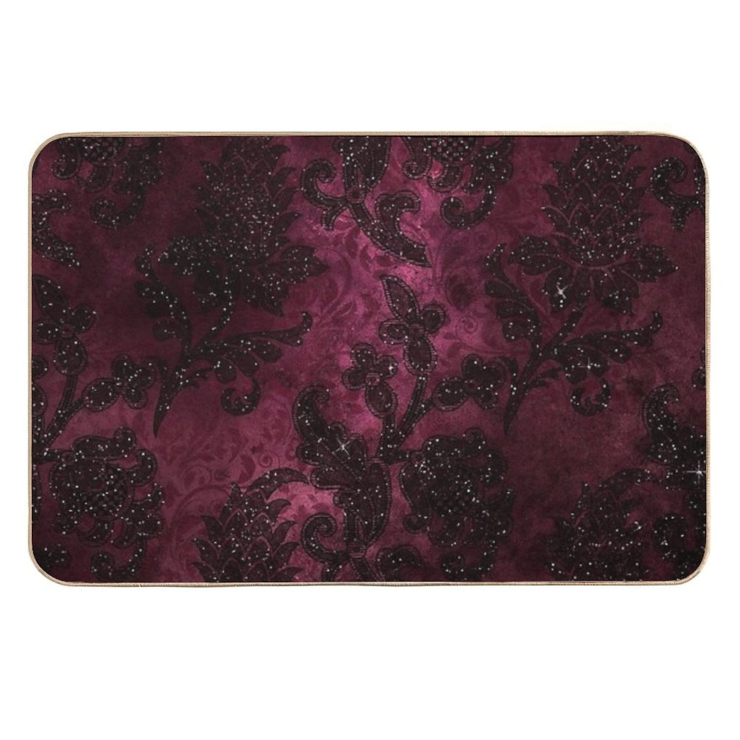 Vintage Glamour Burgundy Damask Rapid-Drying Bath Mat