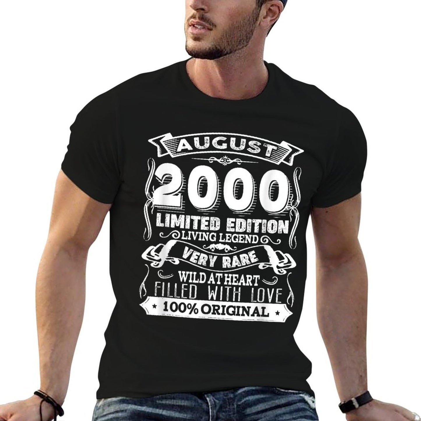 Vintage August 2000 21st Birthday Heathered Texture T-Shirt