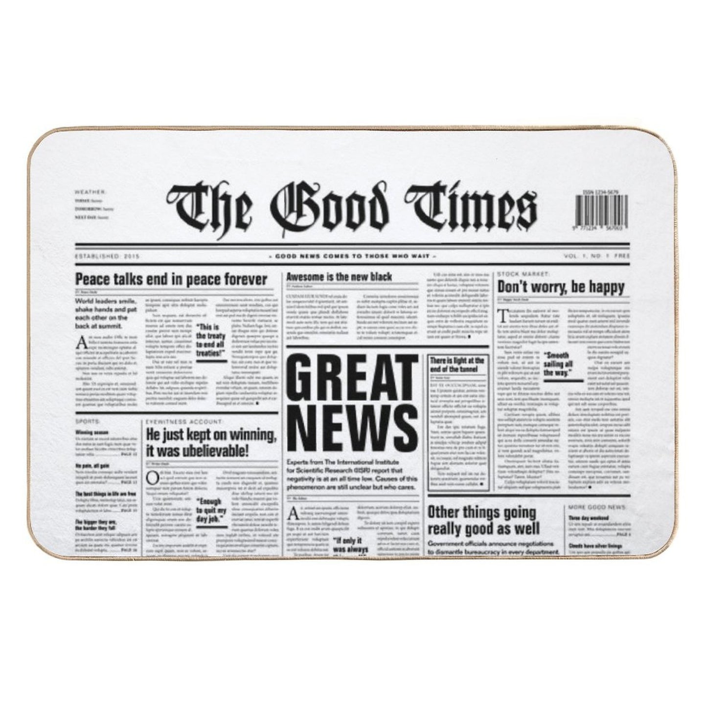 The Good Times Vol. 1, No. 1 Fade-Resistant Bath Mat