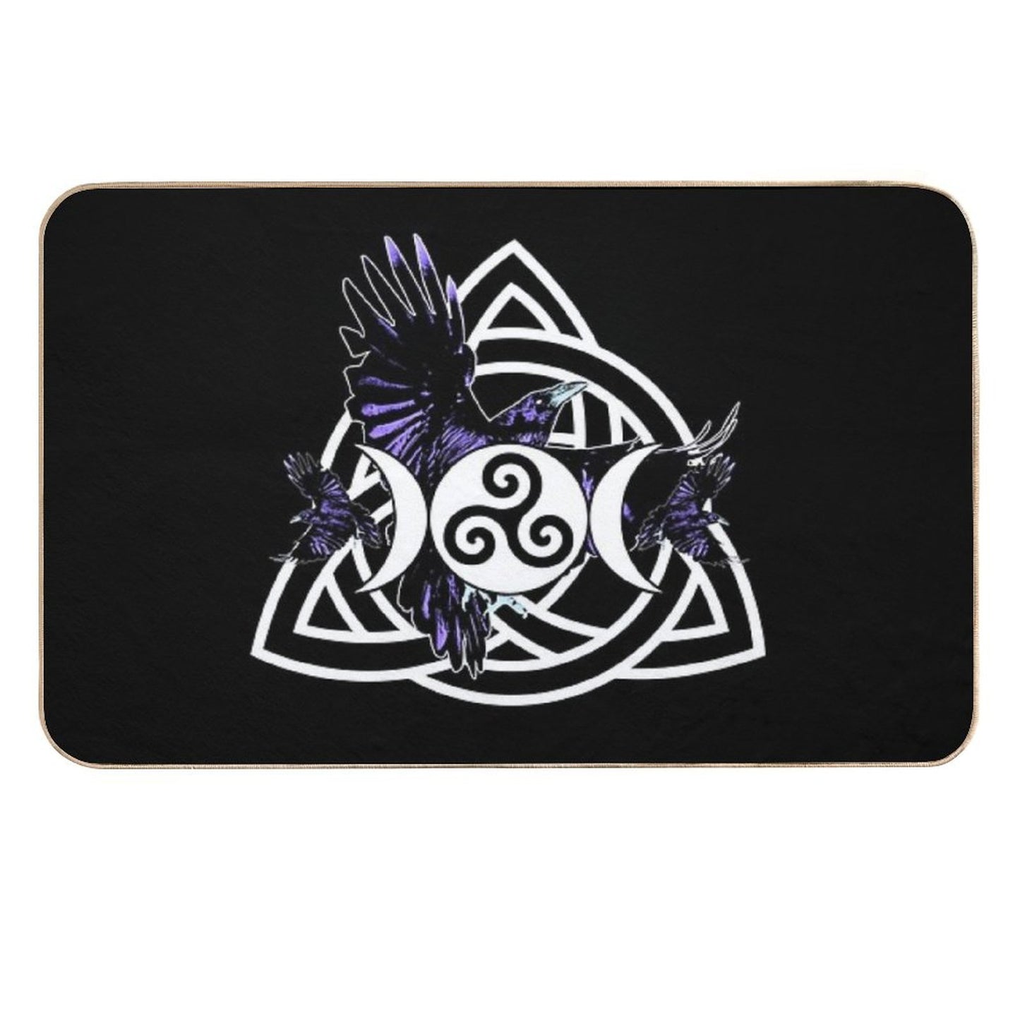 The Morrigan Triple Goddess Raven - Witches Triple Moon with Triquetra Celtic Knot And Triskelion Pet-Safe Bath Mat