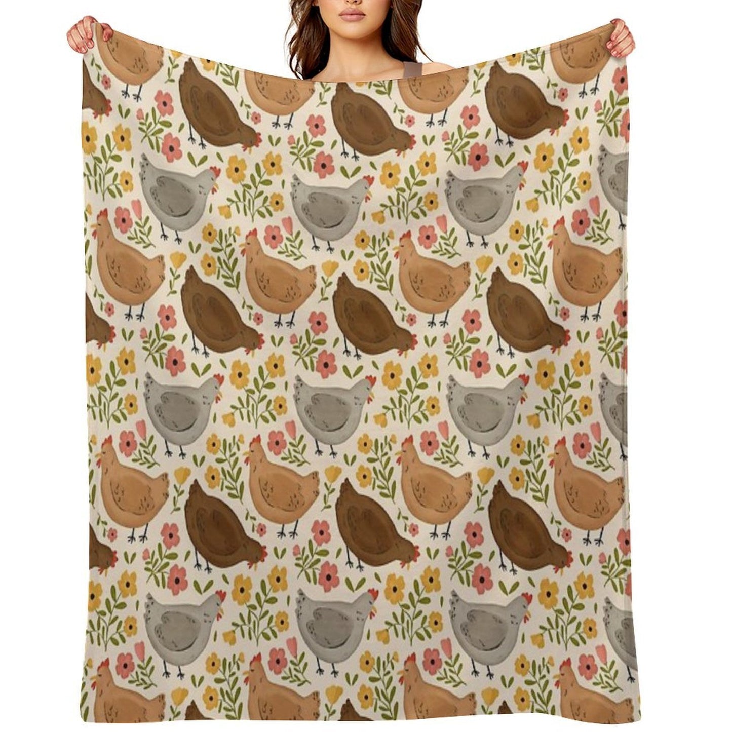 Springtime Chickens Eco-conscious Throw Blanket