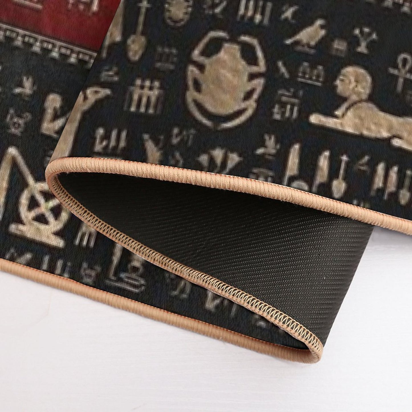 Ancient Egyptian Hieroglyphs - Black And Red Leather And Gold Rapid-Drying Bath Mat