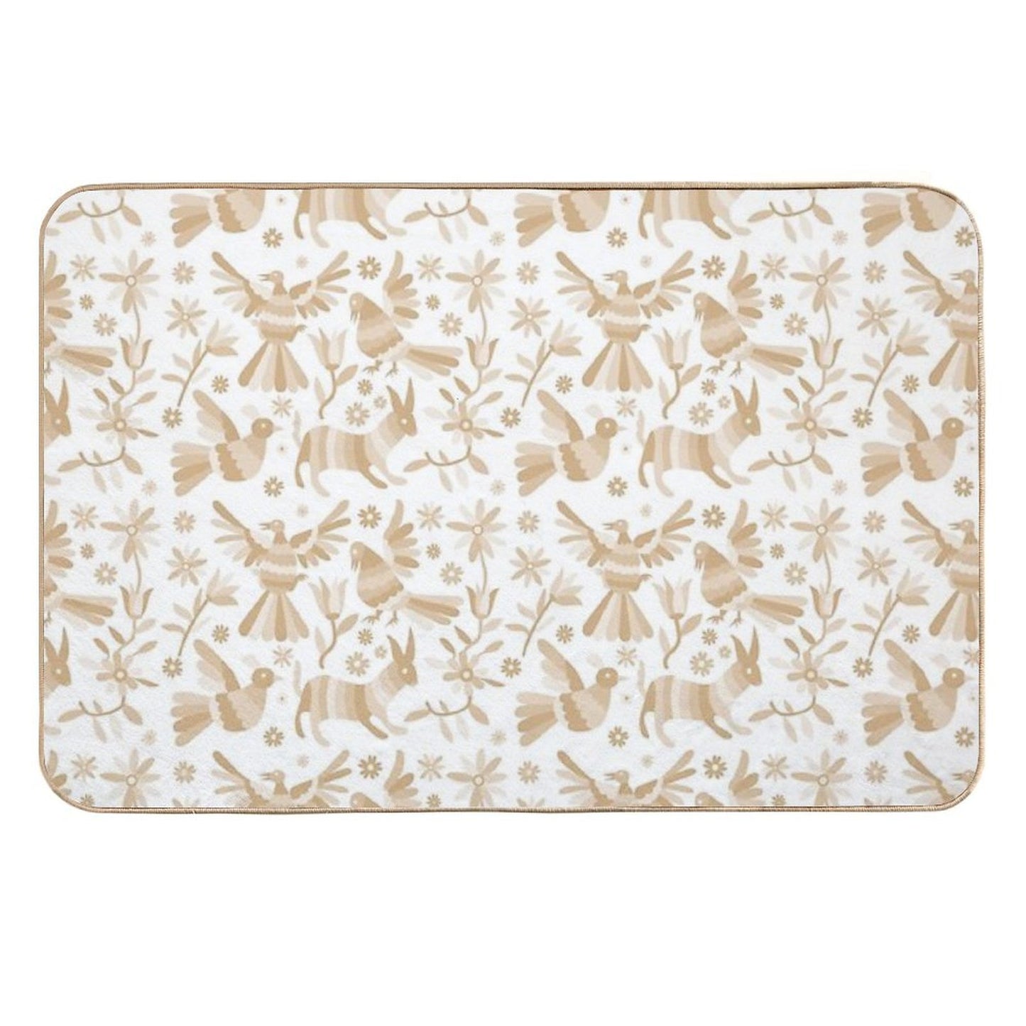 Otomi, Beige Otomi Texture, Neutral Colors, Mexican Otomi, Mexican Art, Light Brown, Mexican Craft, Mexican Folk, Otomi Texture, Slip-Resistant Bath Mat