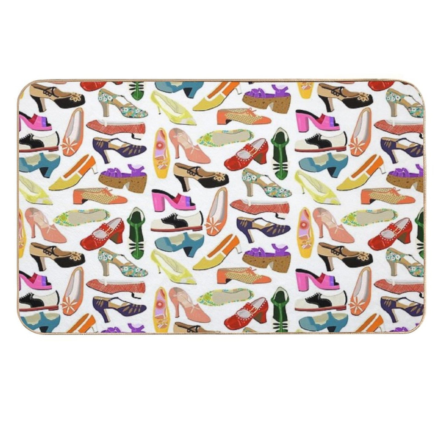 Vintage Shoe Collection Easy Maintenance Bath Mat