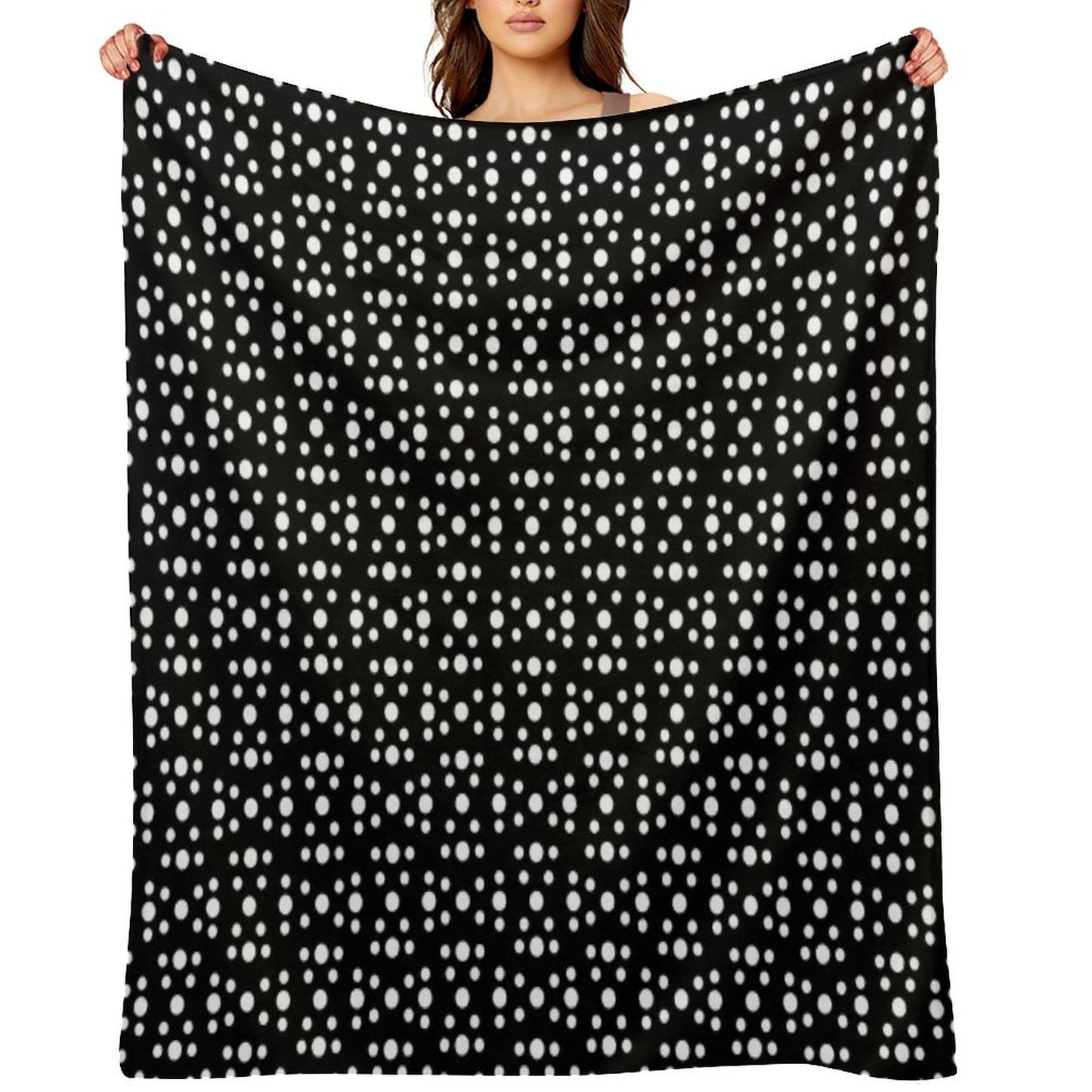 Geometric Dotted Line Pattern No.6 Black And White Gift-ready Throw Blanket