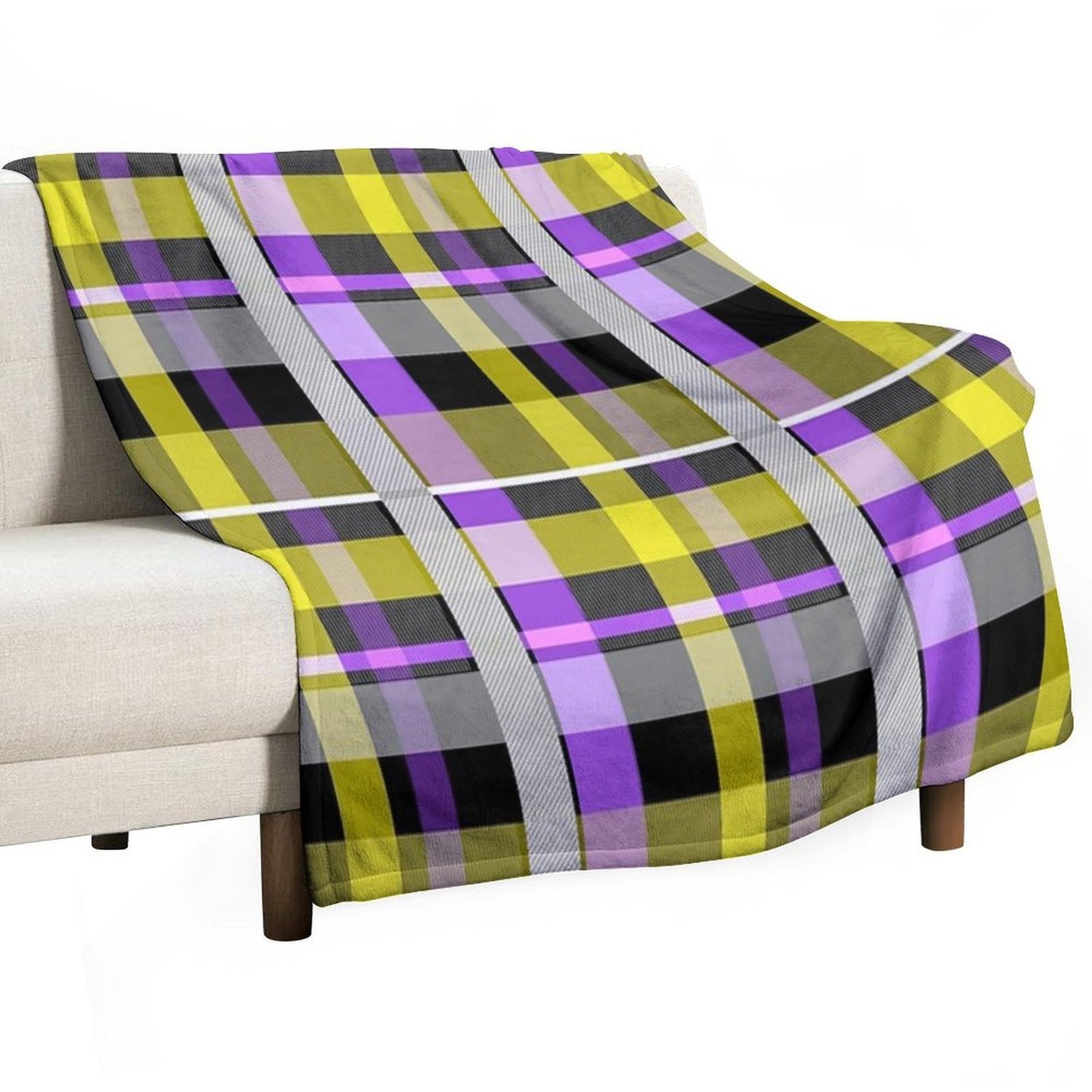 Nonbinary Flag Check Machine-washable Throw Blanket