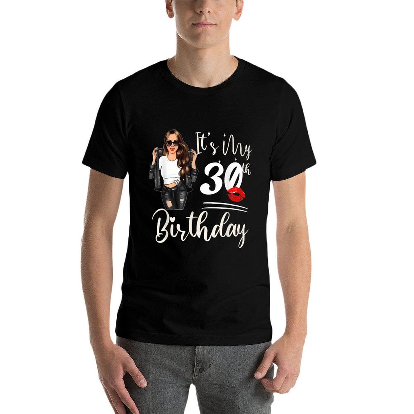 30 Years Old Black Melanin Women Girl It's My 30th Birthday Polyester Blend T-Shirt