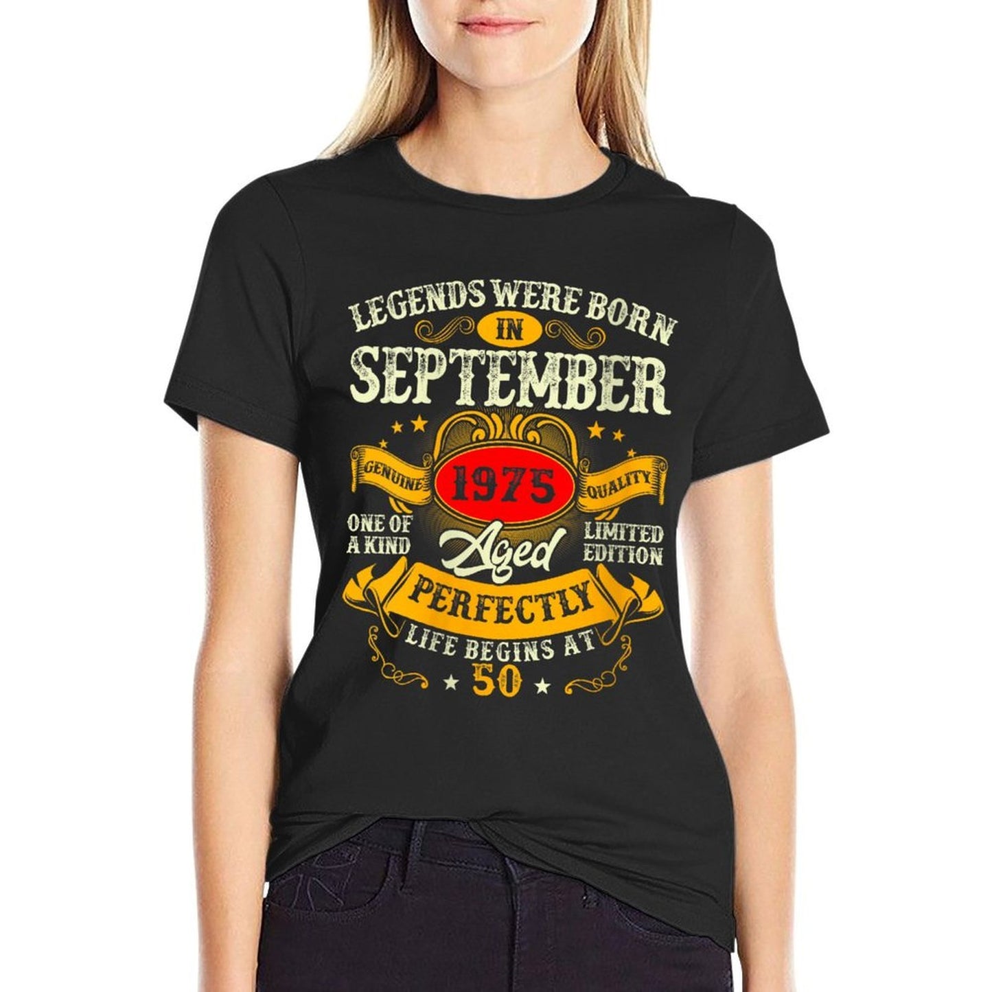 Womens Legend Were Born in September 1975 Vintage 50th Birthday Men Quick-drying T-Shirt