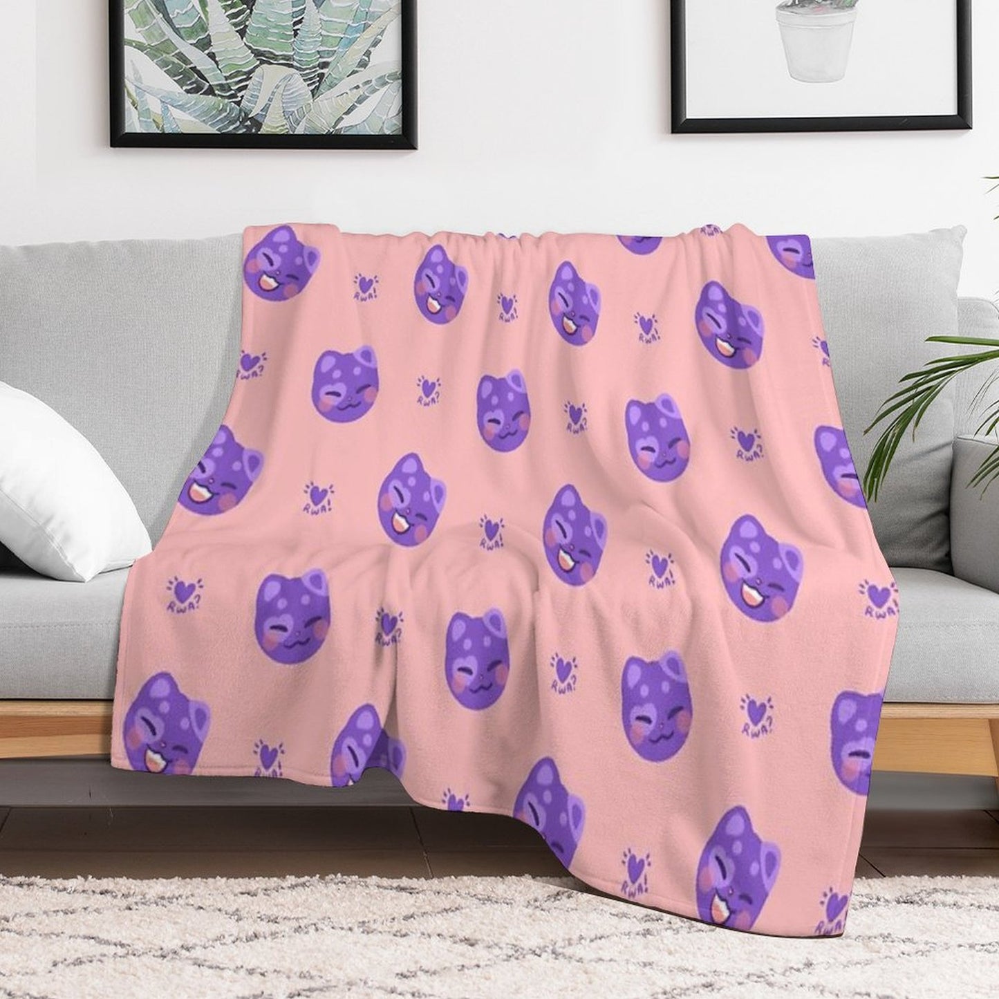 San Cat Pattern Travel-friendly Throw Blanket