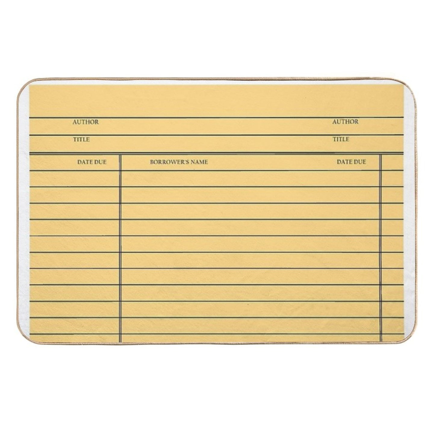 Vintage Library Card - Yellow Gold Pet-Safe Bath Mat