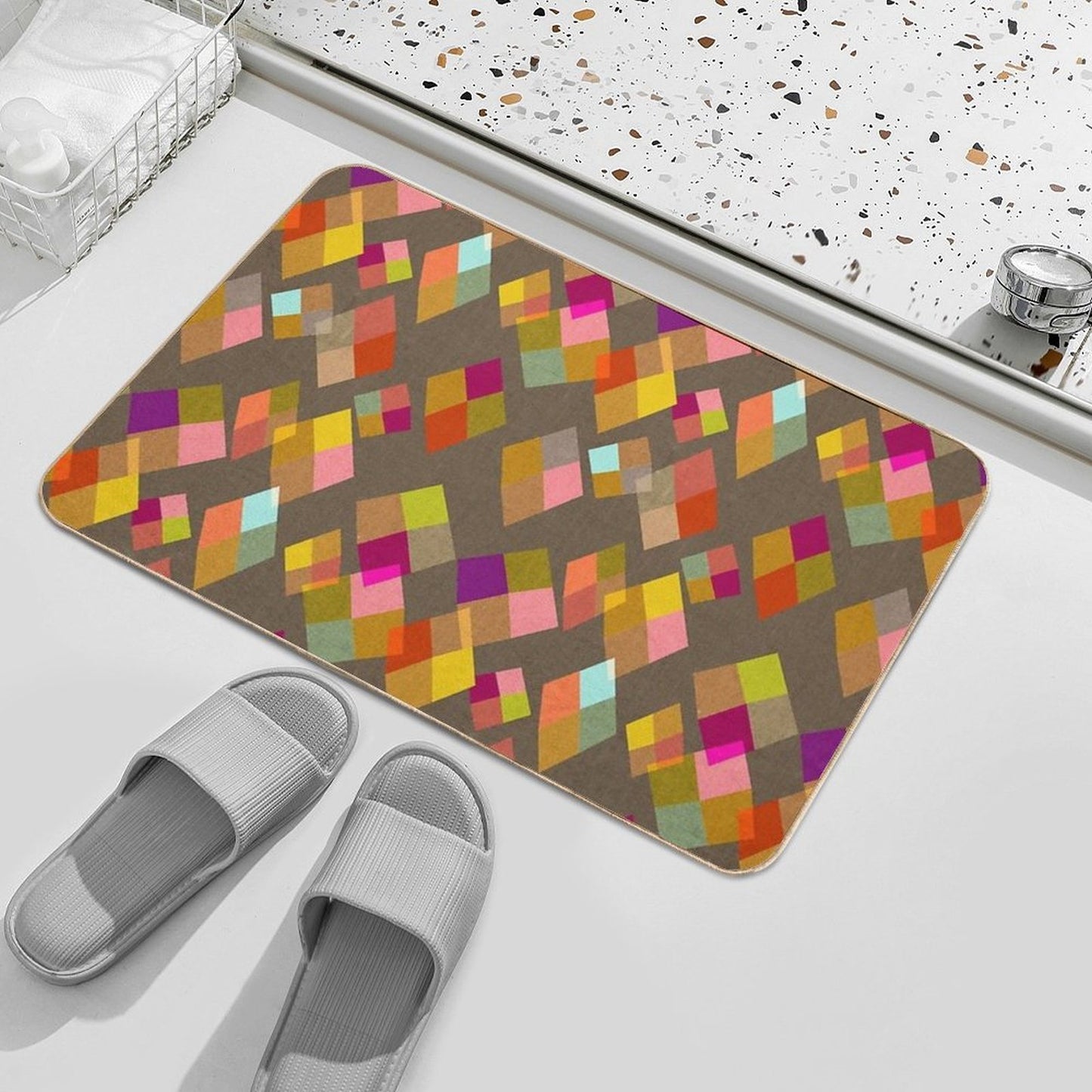 Stained Glass Windows Rainbow Diamonds Kites Fade-Resistant Bath Mat