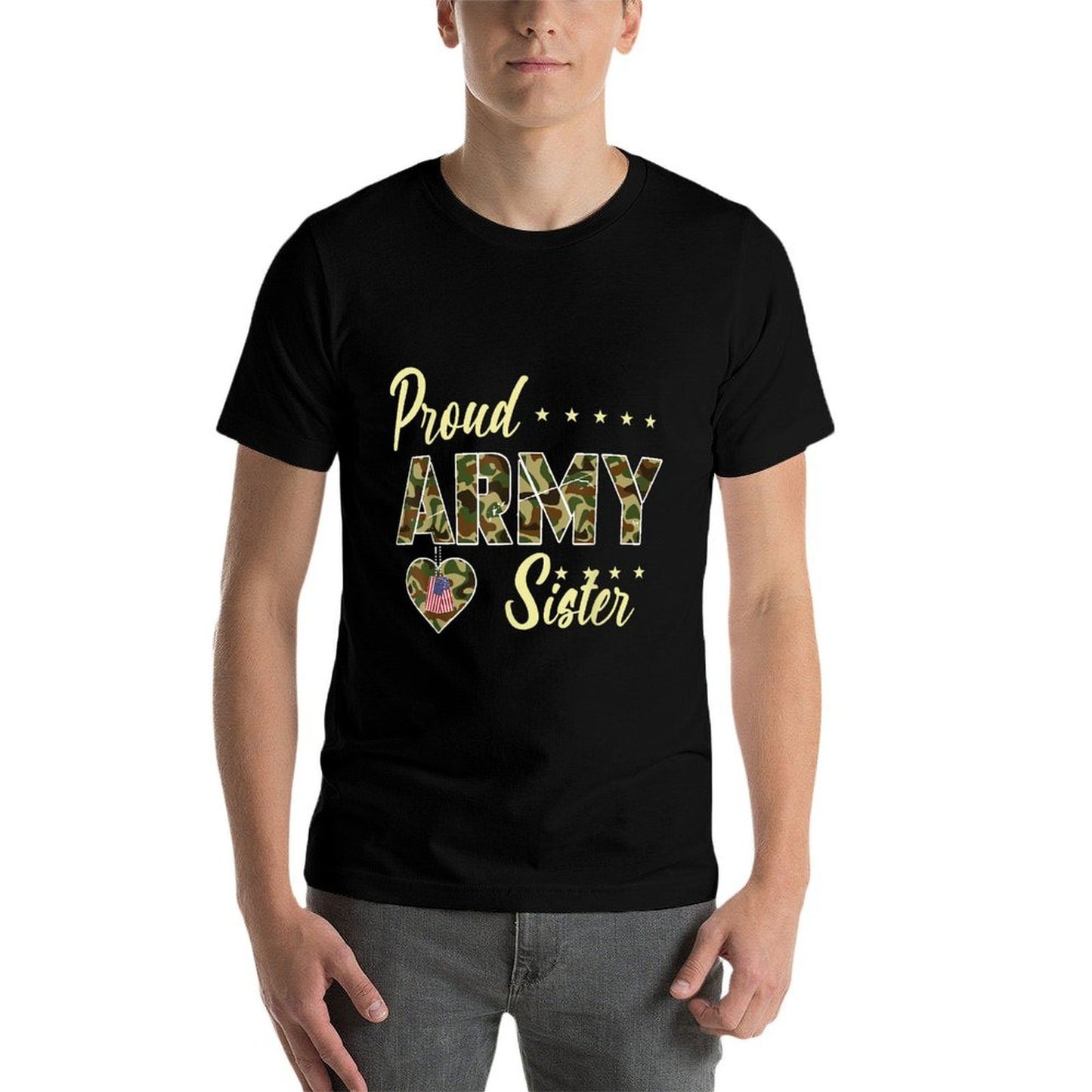 Proud Army Sister Camouflage Soldier Family Love Military Eco-friendly Material T-Shirt