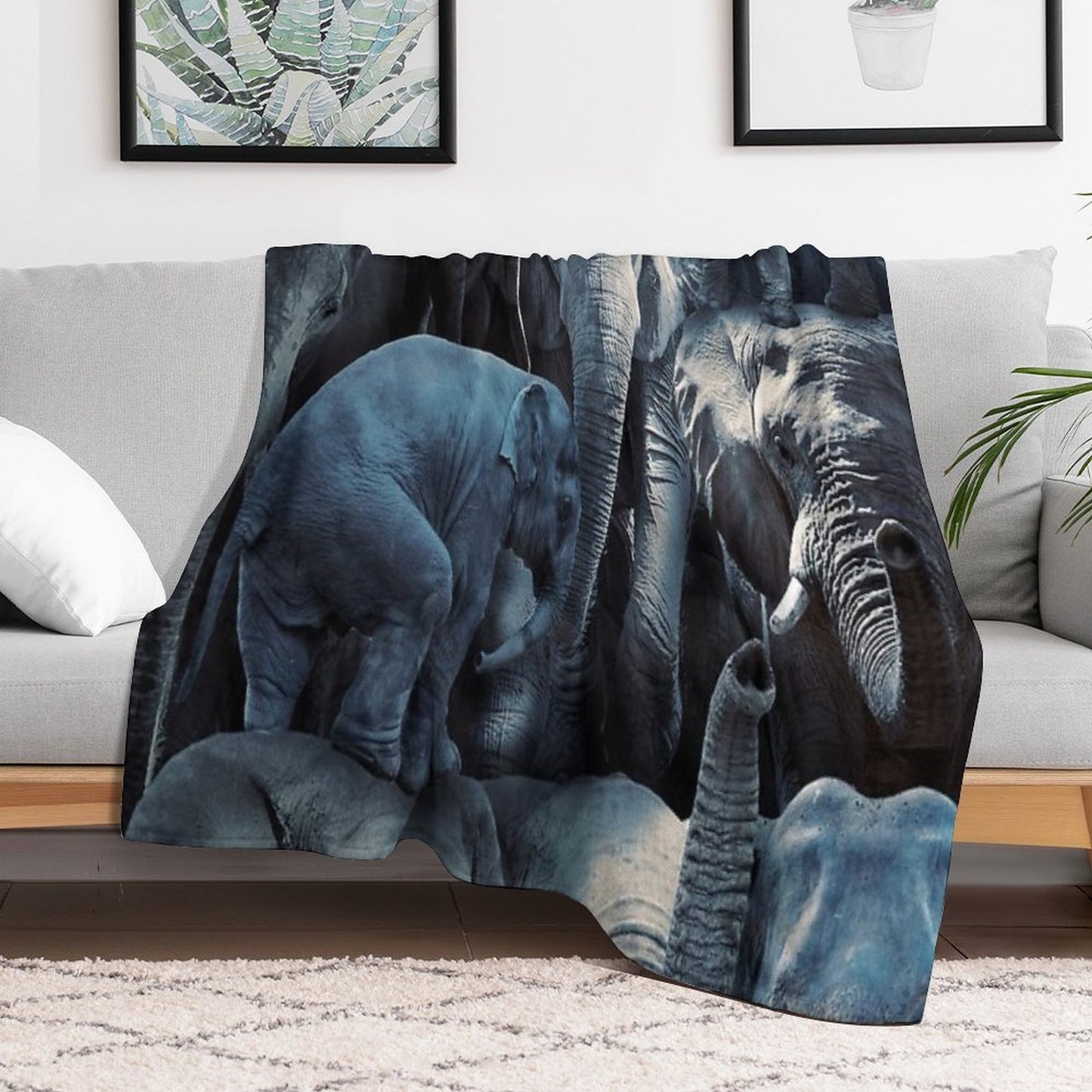Elephants Plush Throw Blanket