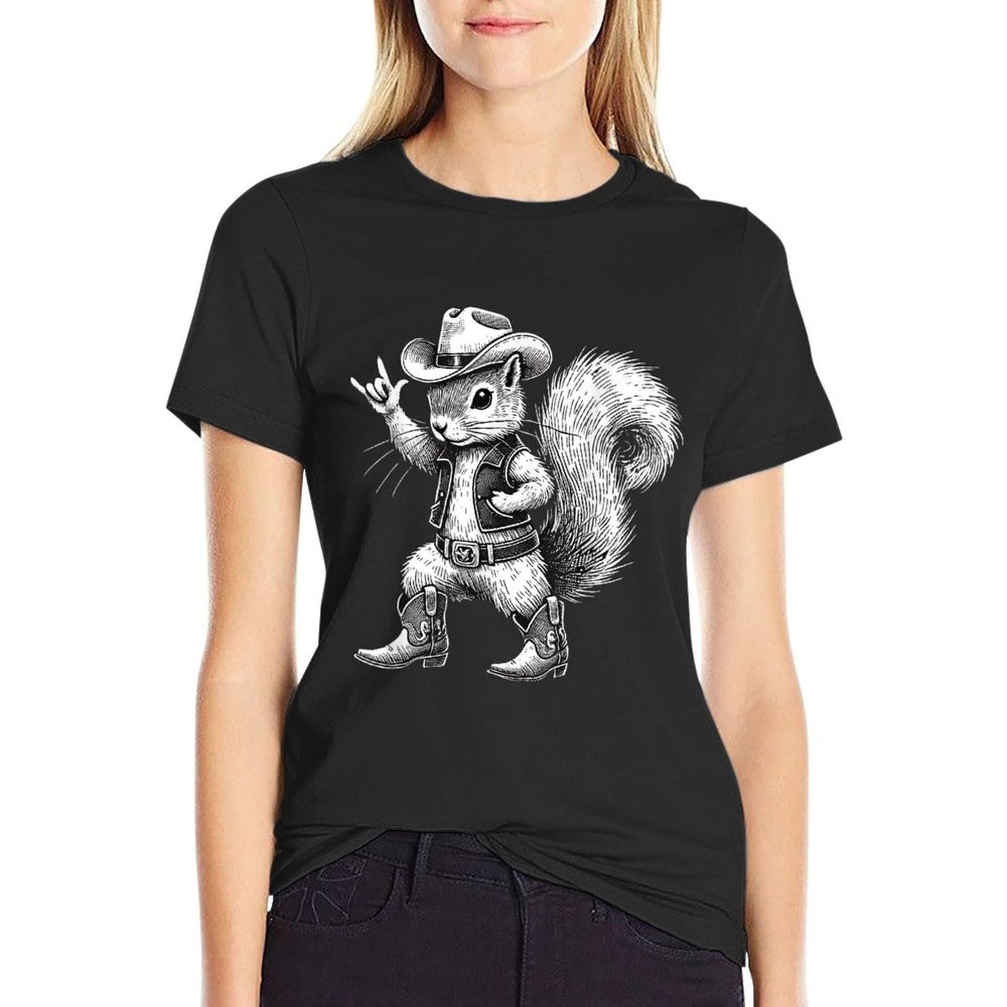 Vintage Squirrel Funny Cowboy Cowgirl Western Country Animal Comfortable T-Shirt