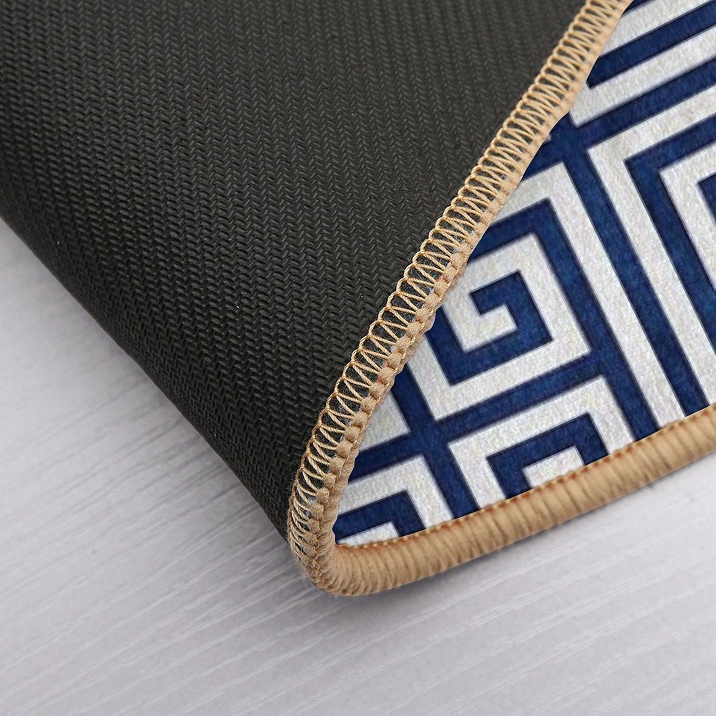 Greek Key - Blue And White Fade-Resistant Bath Mat