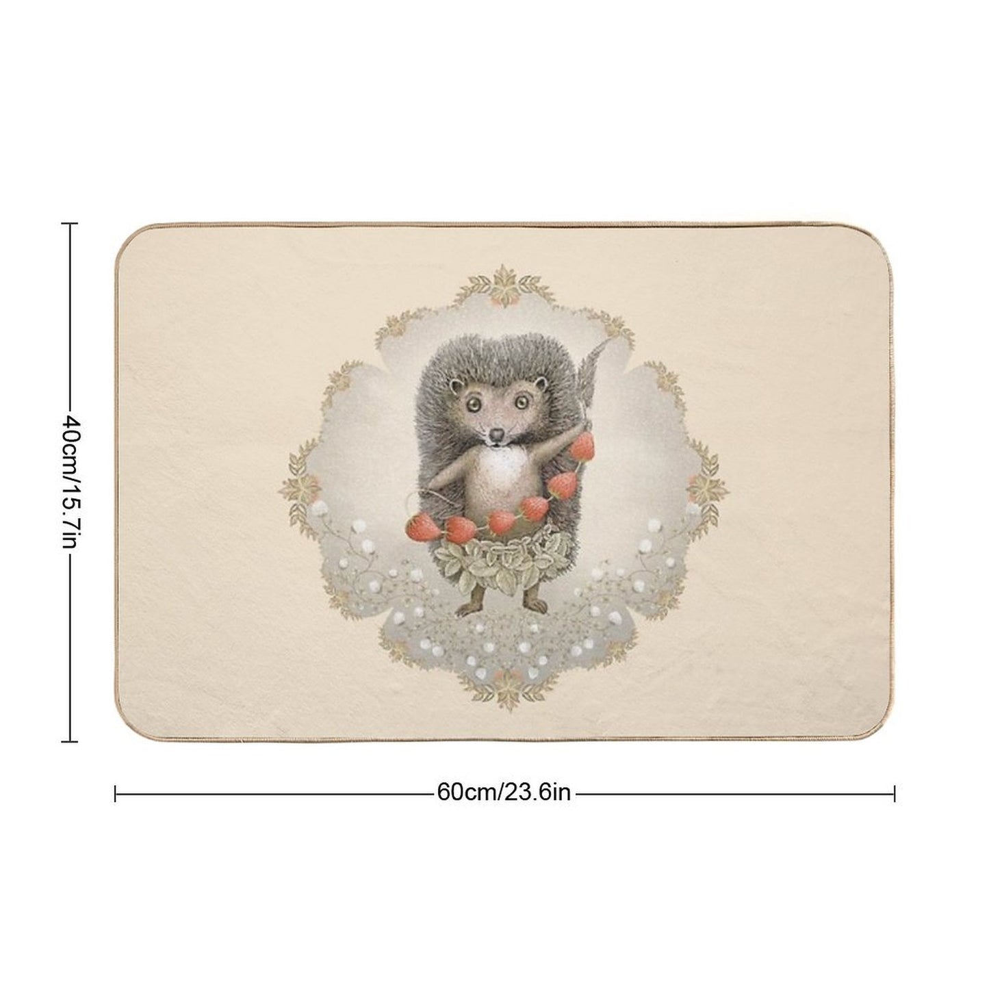Animal Hedgehog Strawberry High-Traffic Bath Mat