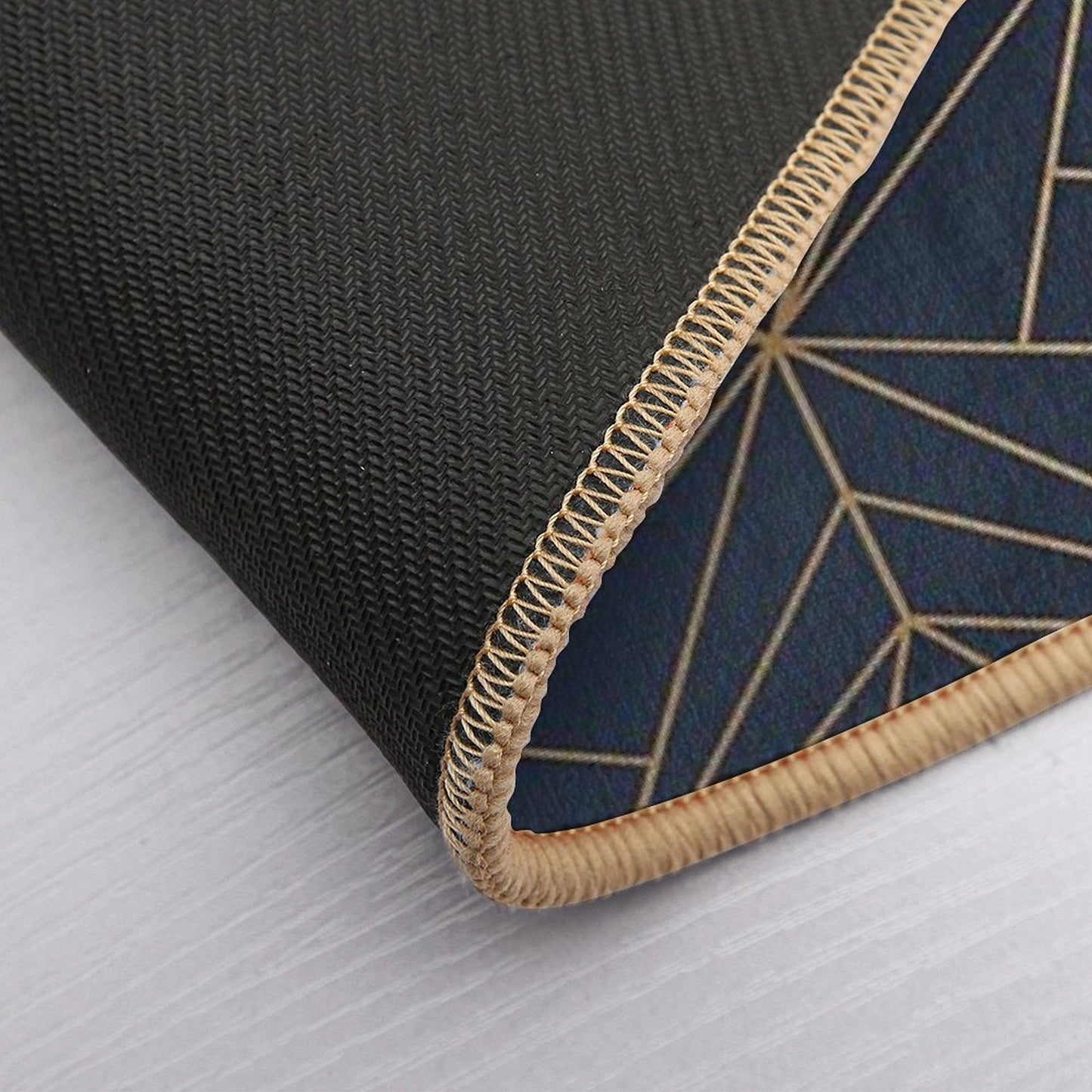 Elegant Geometric Copper Navy Blue Absorbent Bath Mat