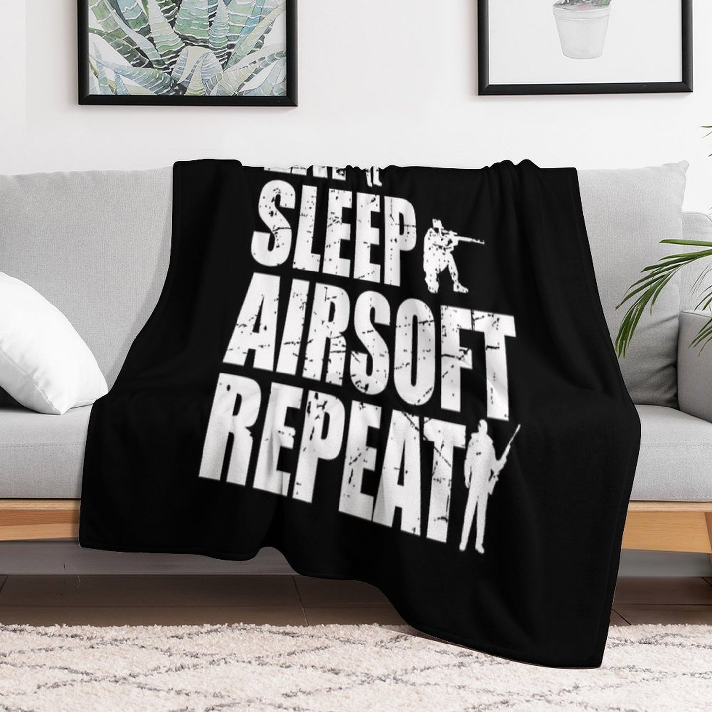 Eat Sleep Airsoft Repeat Eco-conscious Throw Blanket