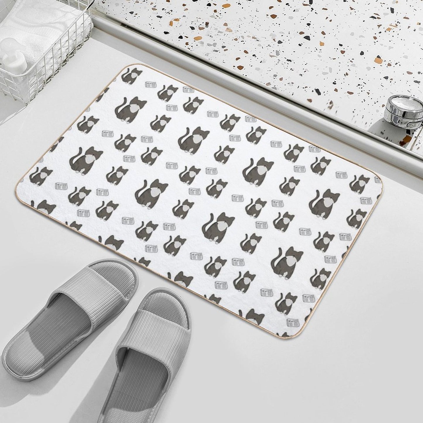 Newspaper And Newspaper Repositionable Bath Mat