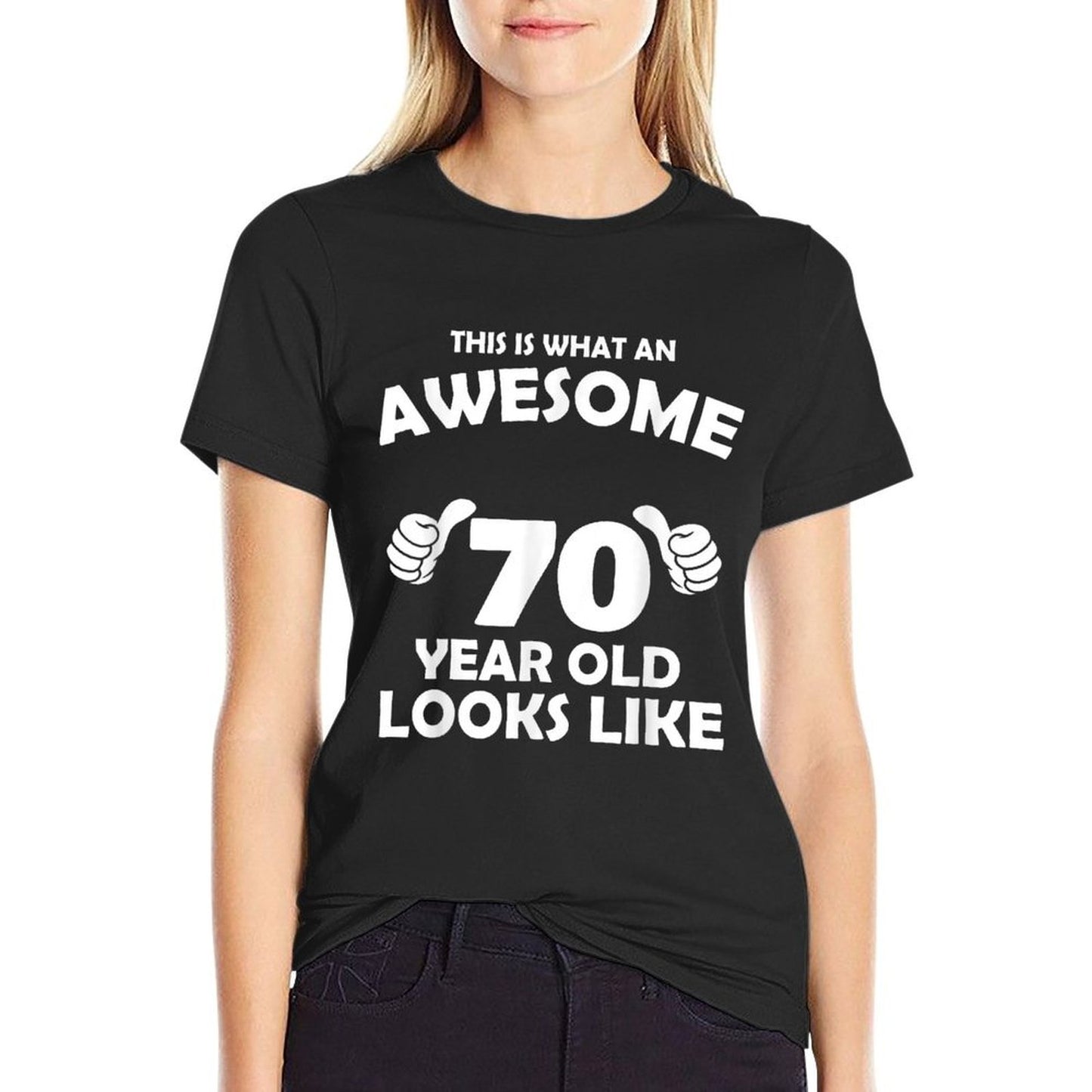 What An Awesome 70 Year Old Looks Like - Birthday Bday Heathered Texture T-Shirt