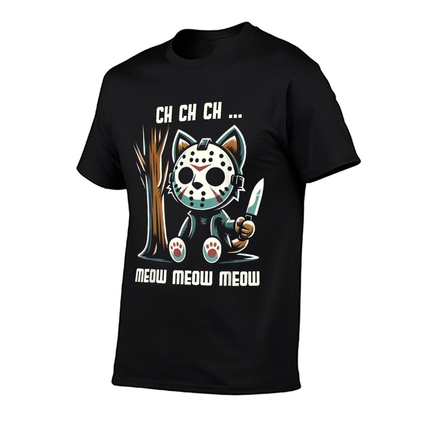 Vintage Cat Movie Horror Lovely Animal Classic Meow Kitten Men Women Girls Kids Ribbed Collar T-Shirt