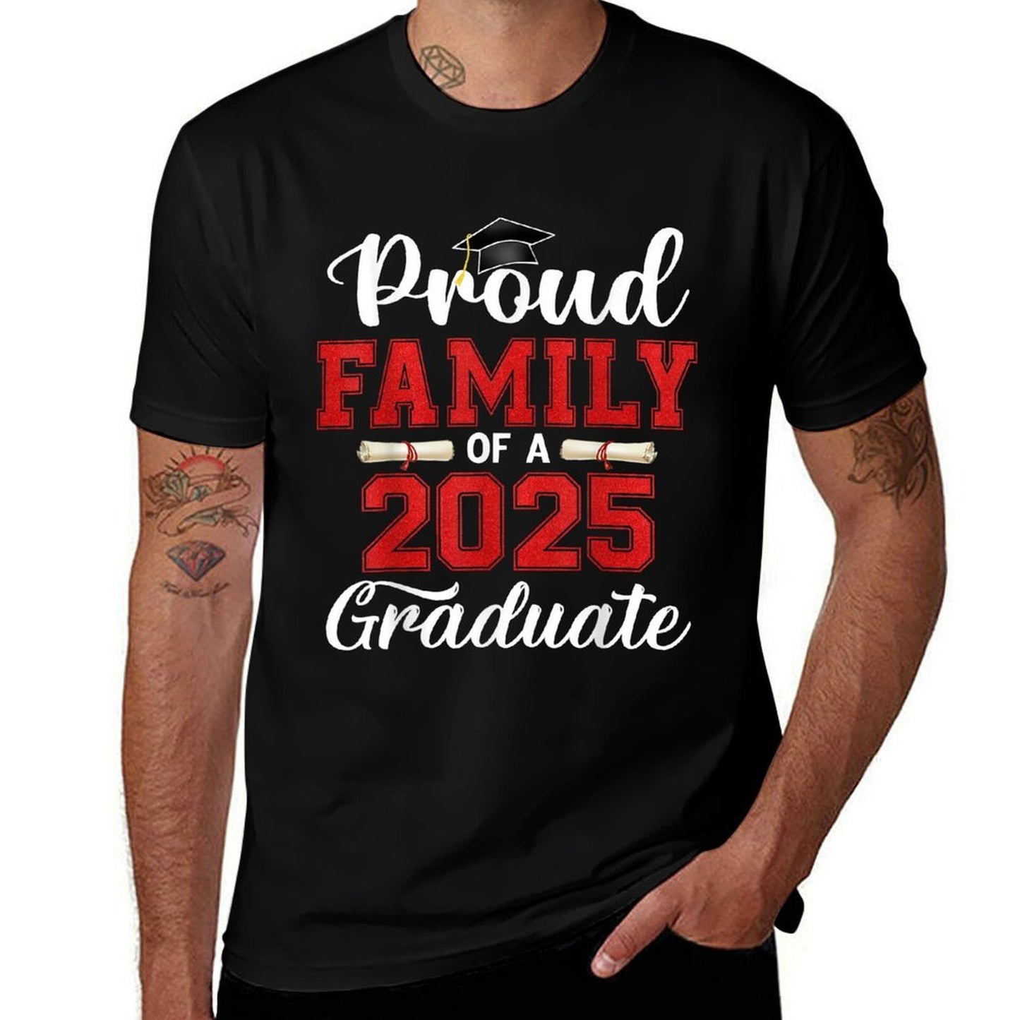 Proud Family Of A 2025 Graduate Rolled Sleeves T-Shirt