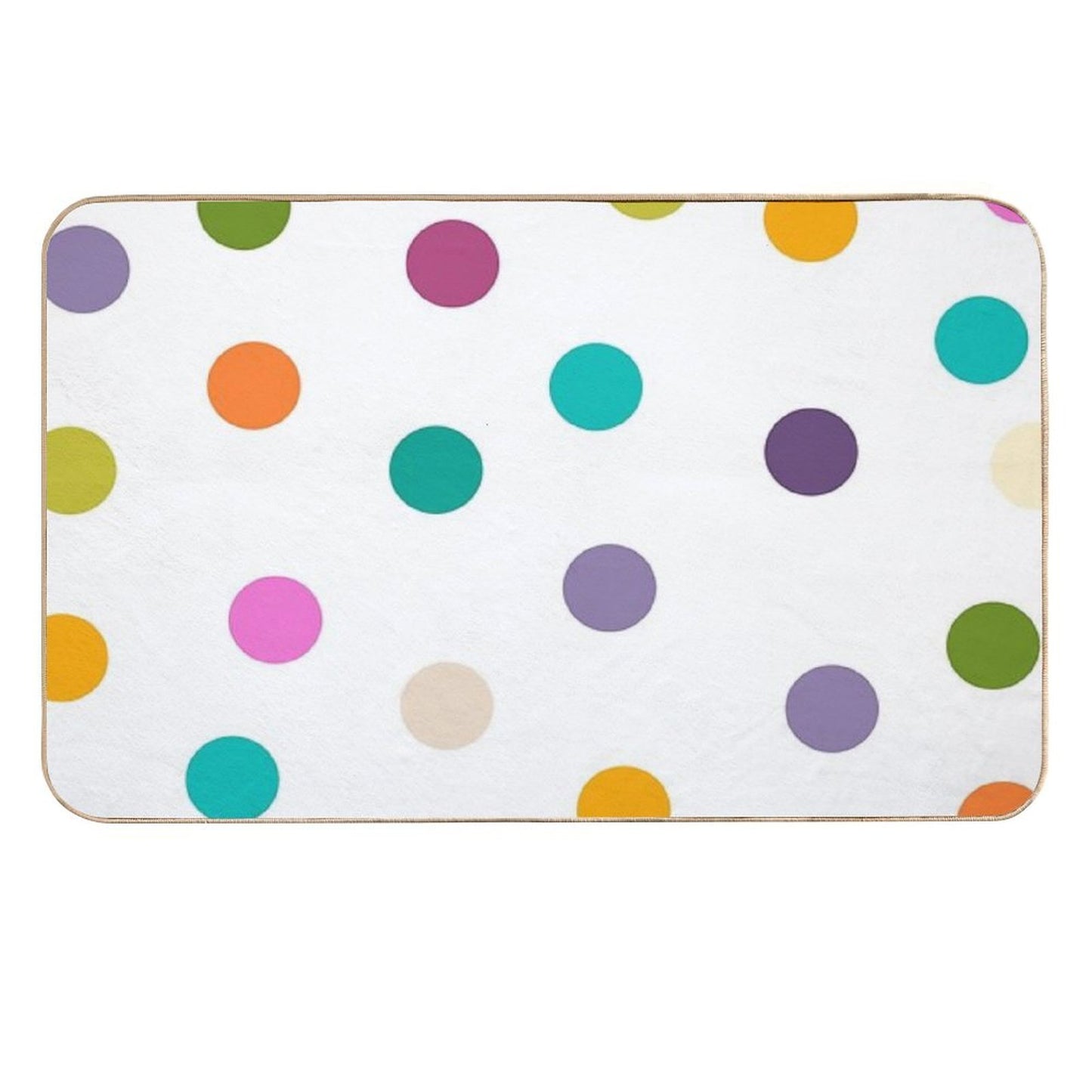 Colourful Dots Large on White Dirt-Trapping Bath Mat