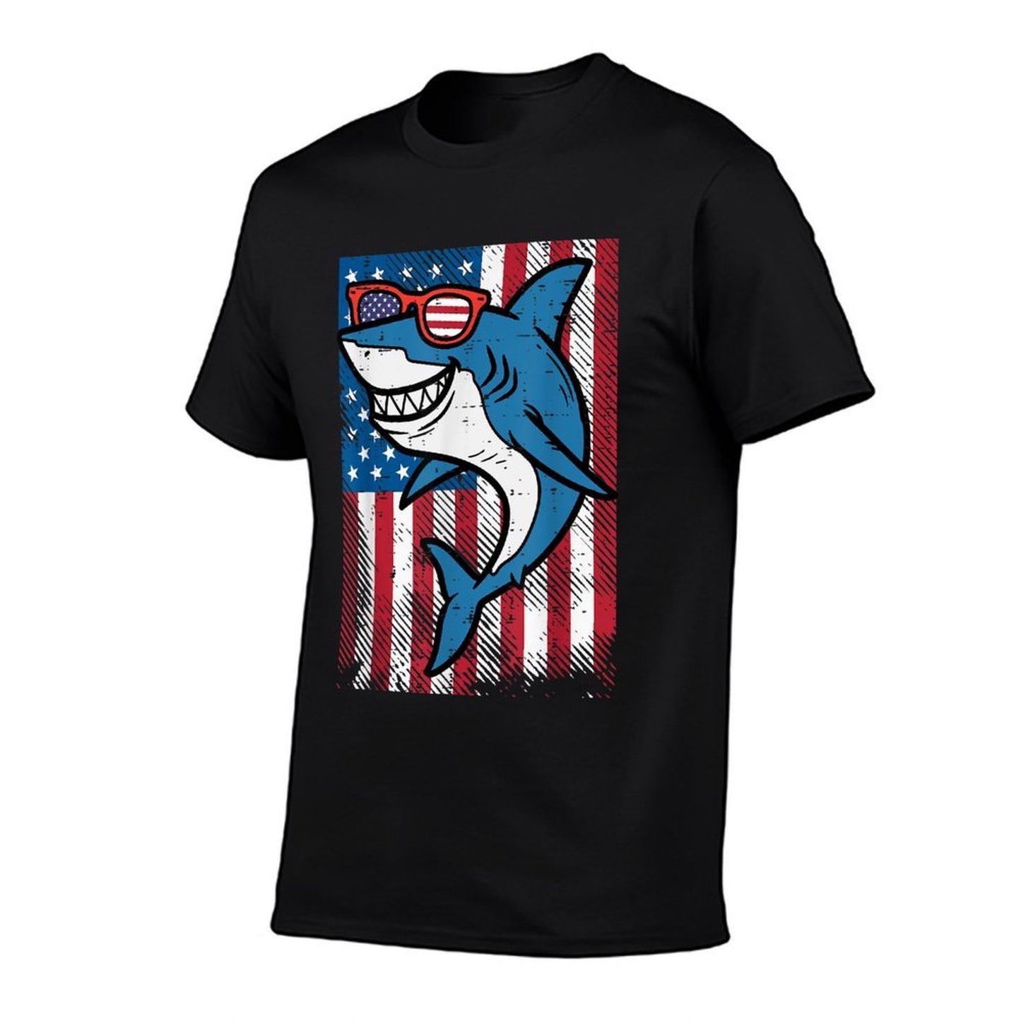 4th July Shark US Independence Day America Men Boys Kid Cotton T-Shirt